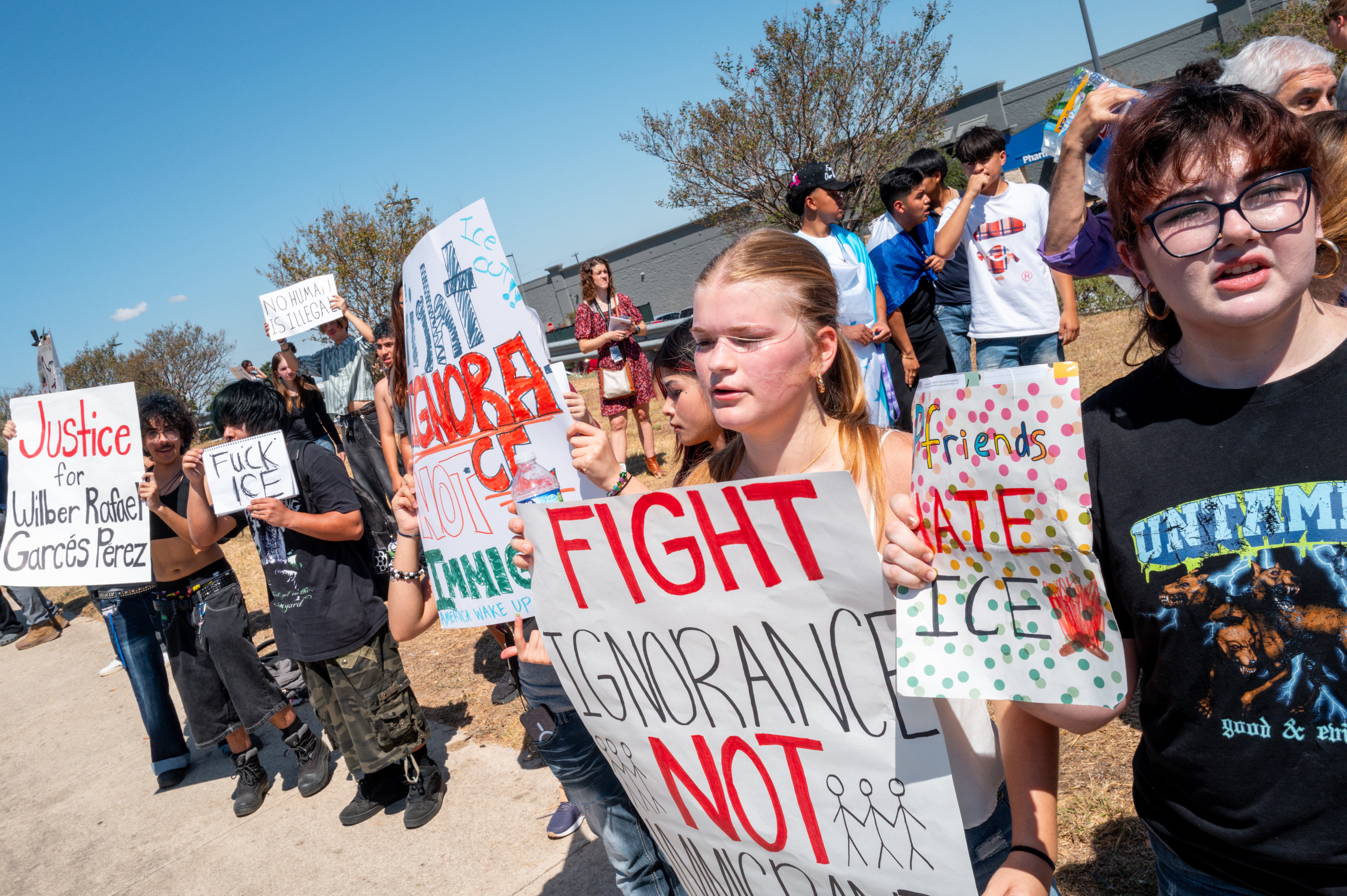 Protesters have demanded the release of Wilber Garcés Pérez, who is among several immigrants shot by ICE agents during traffic stops in recent months as the Trump administration ramps up its mass deportation efforts (Getty)