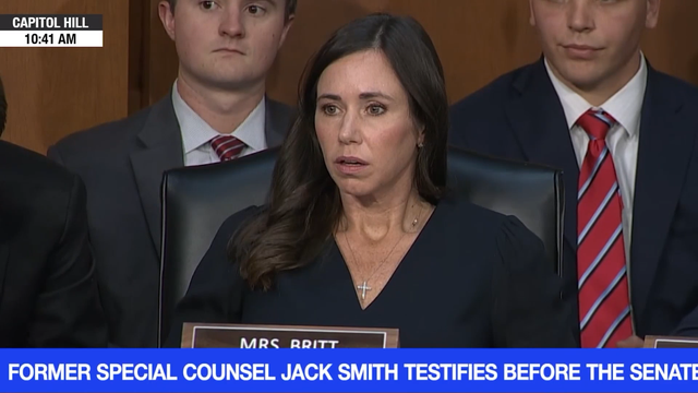 Senator Katie Britt’s stunned reaction as Schmitt’s case fell apart quickly went viral (pictured)