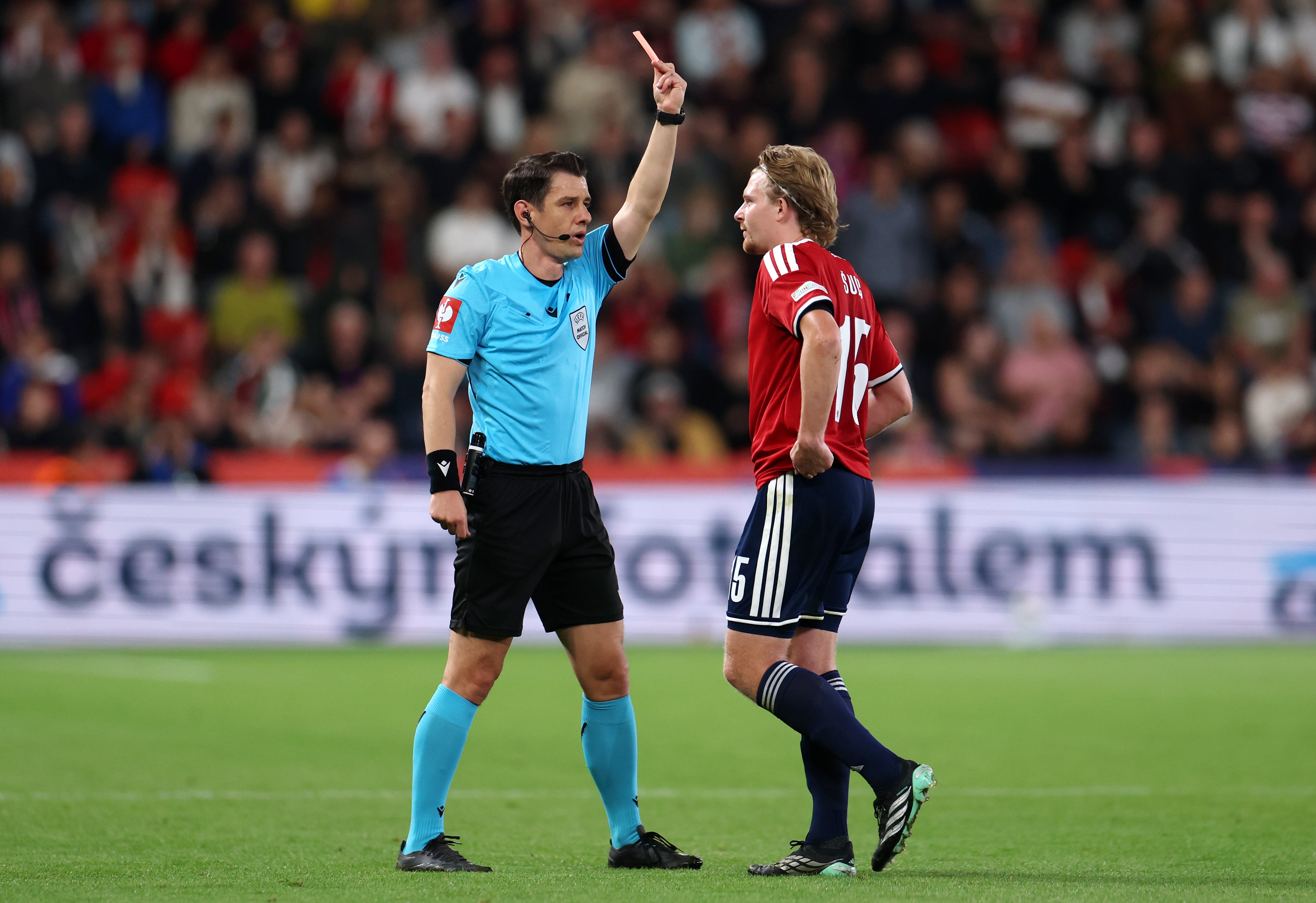 Why was Pavel Sulc sent off for the Czech Republic against England?