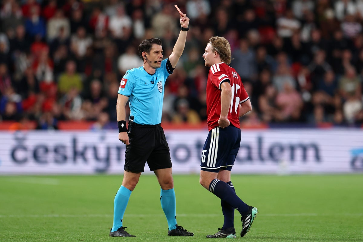 Why was Pavel Sulc sent off for the Czech Republic against England?