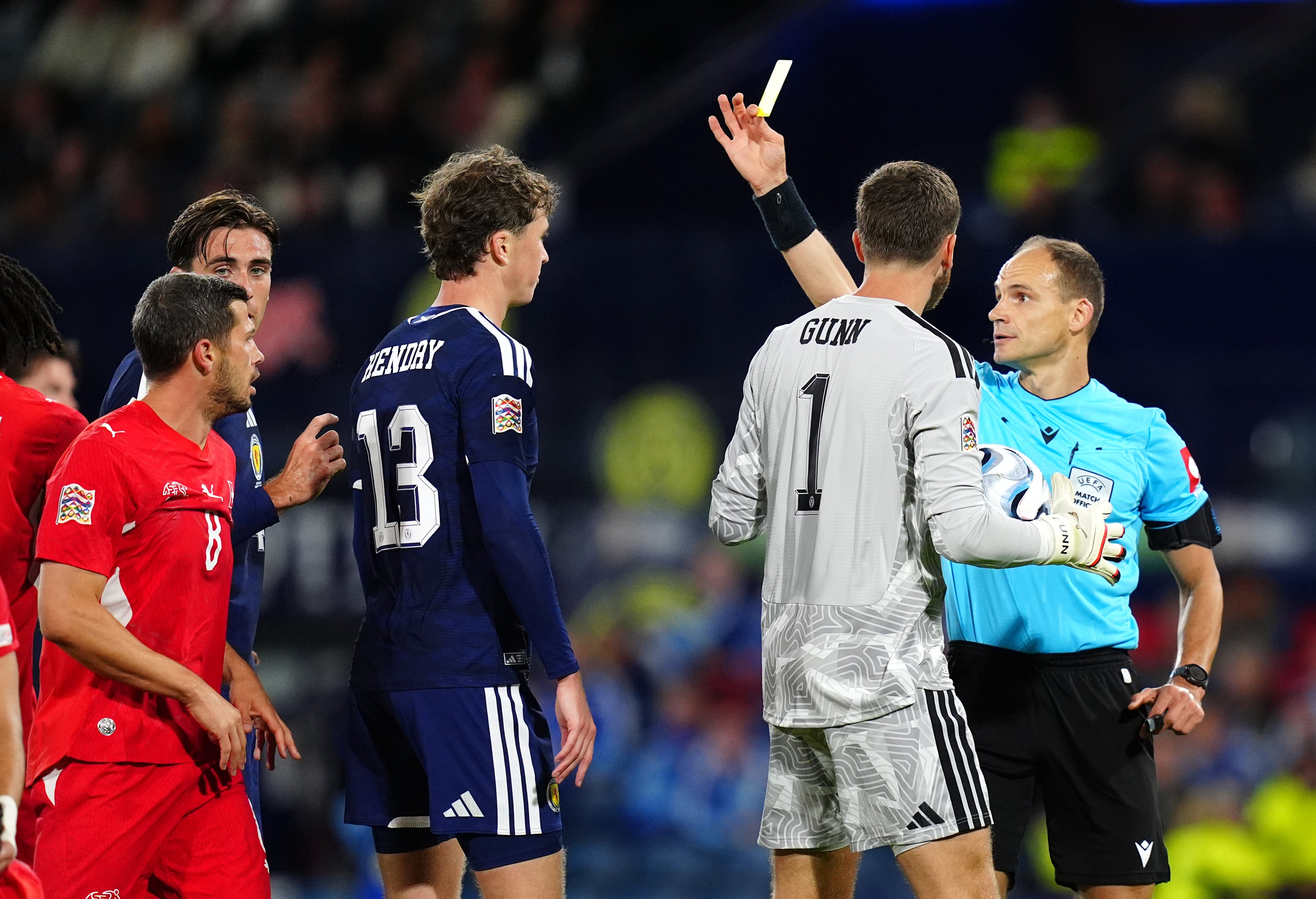 Scotland's Jack Hendry was sent off during the Nations League clash