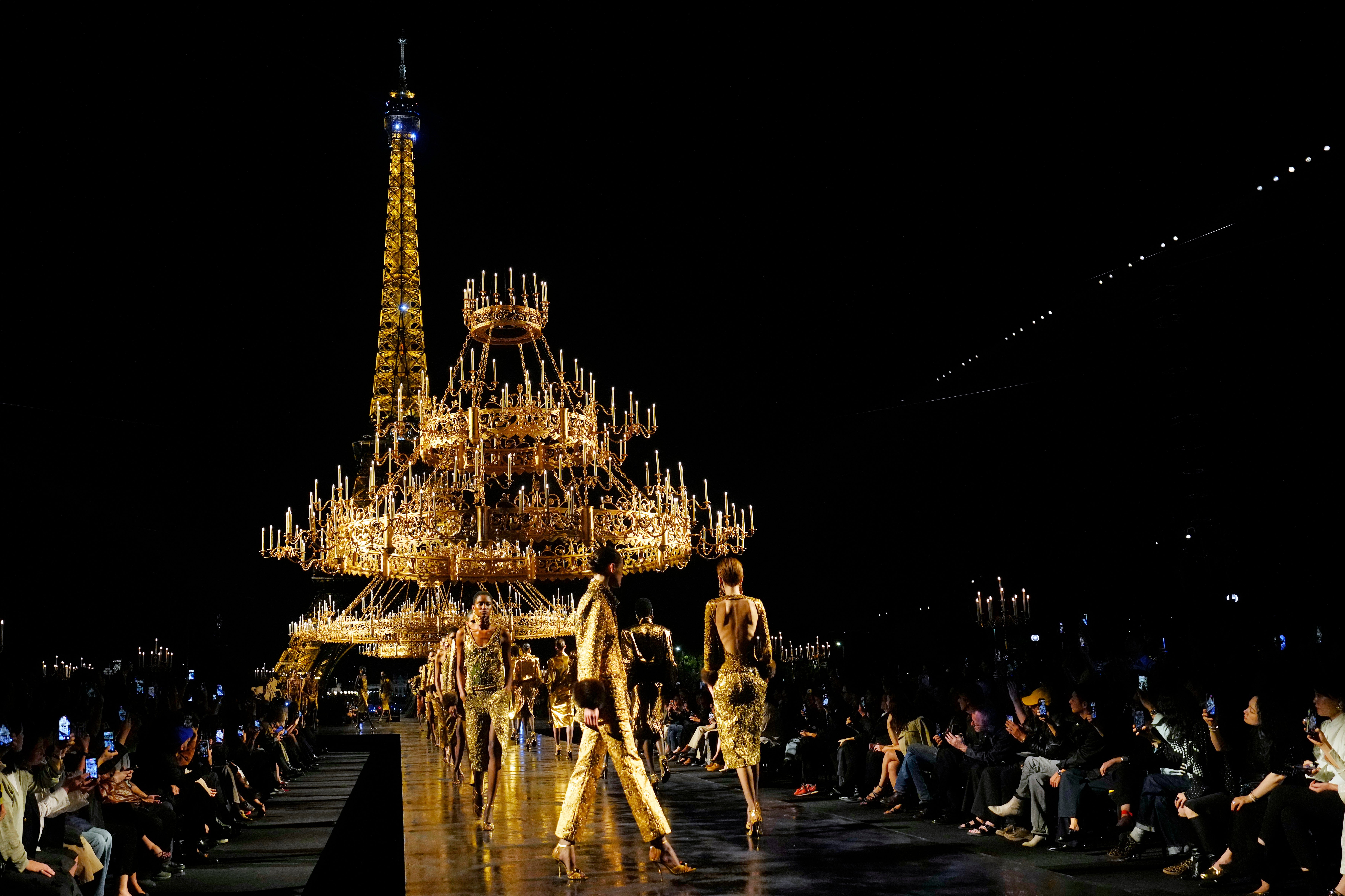 Gold is ‘a magical colour’ said Saint Laurent creative director Anthony Vaccarello (Teresa Suarez/AP) (AP)