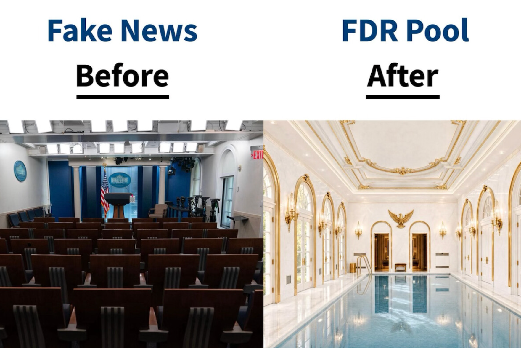 President Donald Trump appears to suggest demolishing the White House's press room in the post (Truth Social/@RealDonaldTrump)