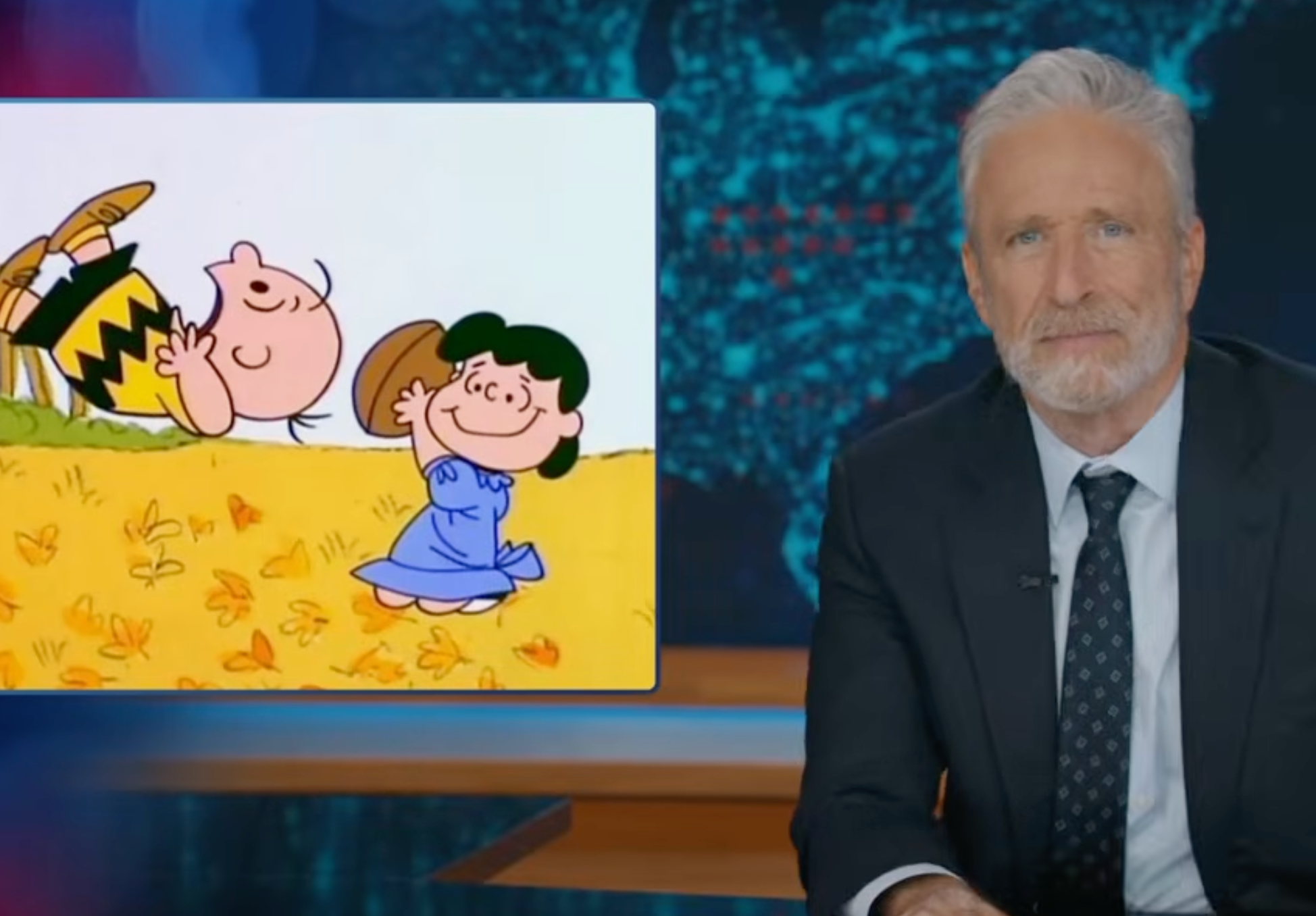 Jon Stewart shreds ‘criminally naive’ GOP senator Susan Collins with Charlie Brown meme