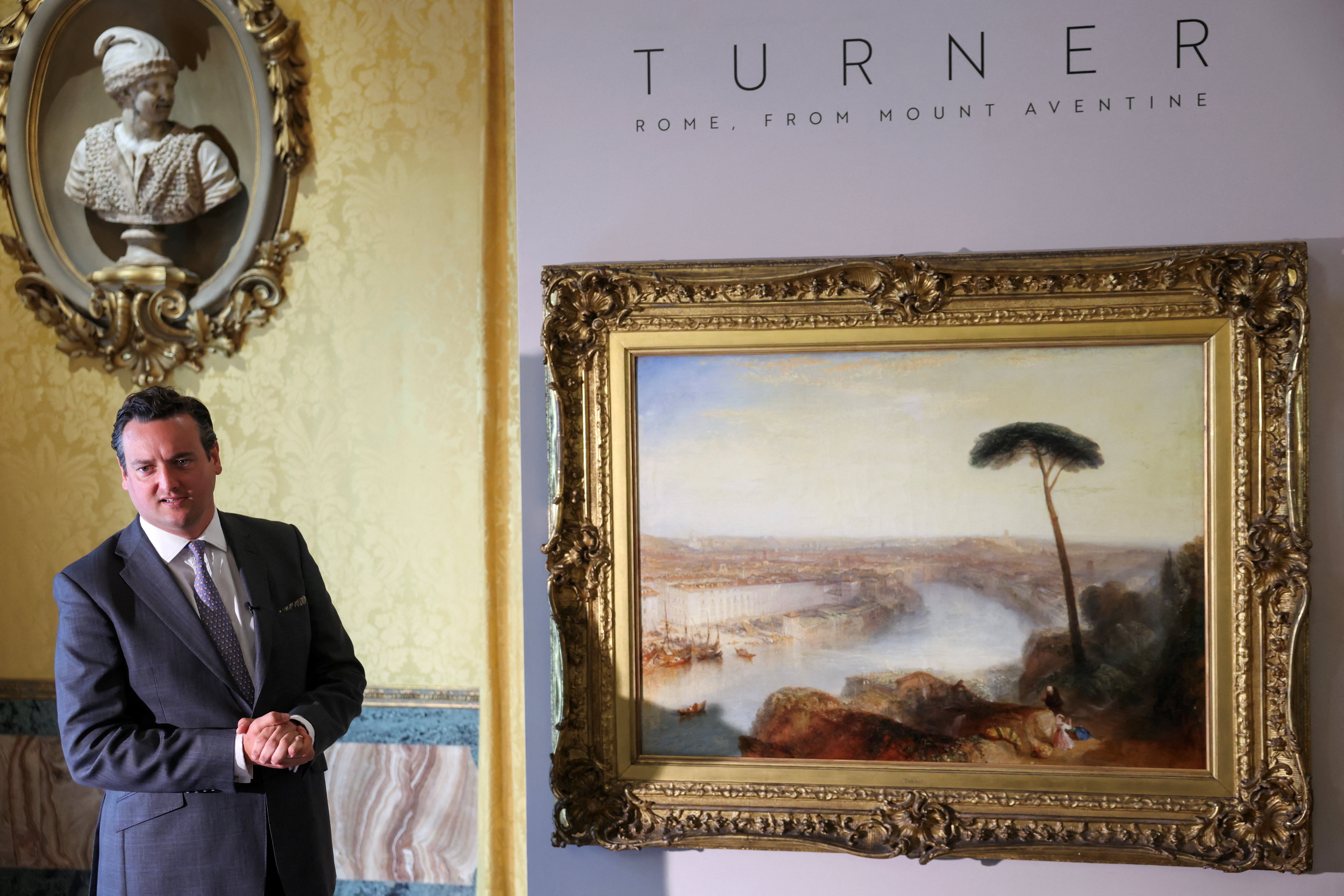 Sotheby’s Senior Specialist, British Paintings, Julian Gascoigne speaks to the media (Reuters)