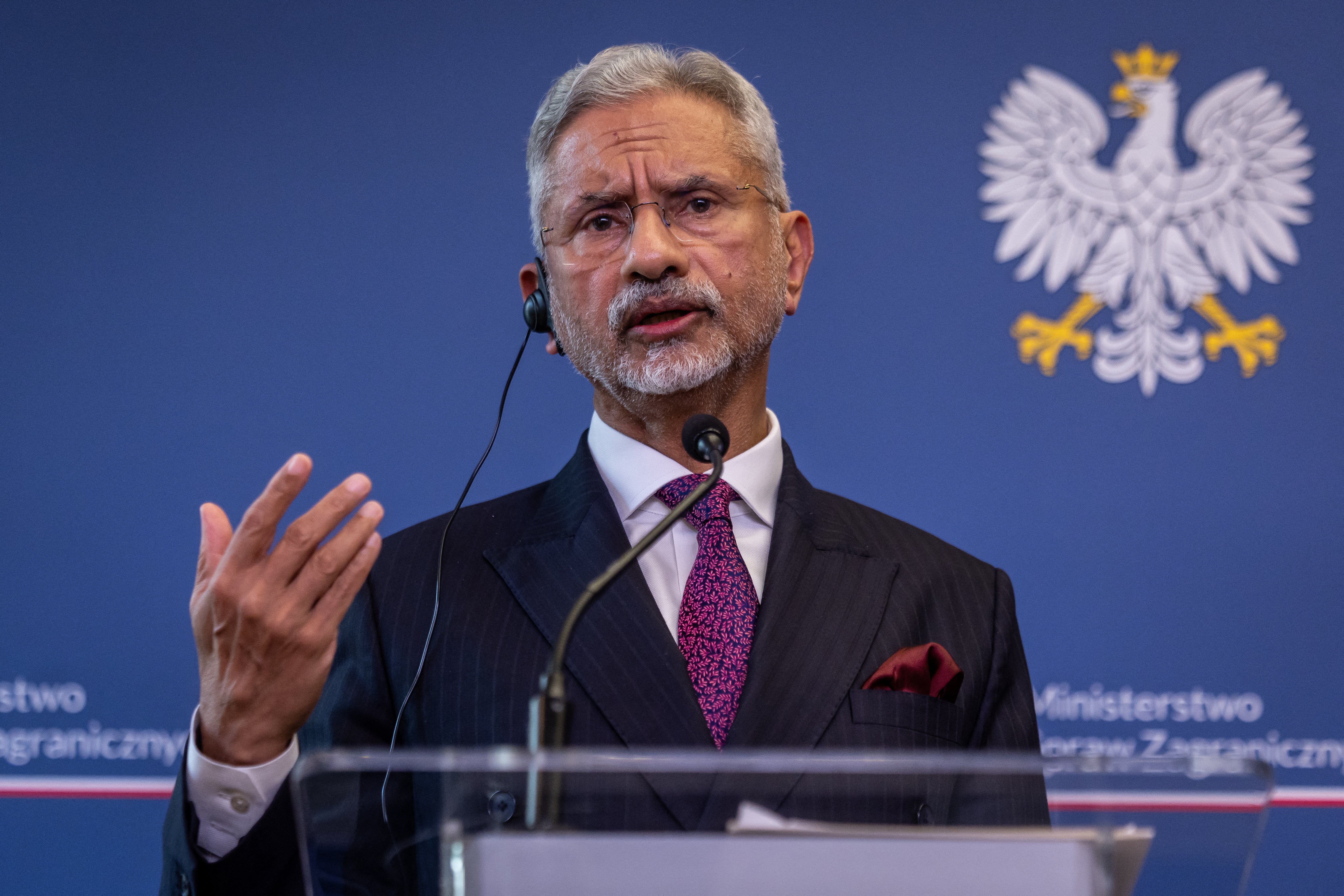 File: India's Minister of Foreign Affairs Subrahmanyam Jaishankar takes part in a joint press conference with Poland's Minister of Foreign Affairs after their meeting at the ministry building in Warsaw (AFP/Getty)