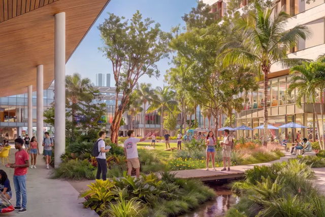 A rendering of the planned Carnegie Mellon University, Miami campus, which is slated to begin enrolling students in 2028
