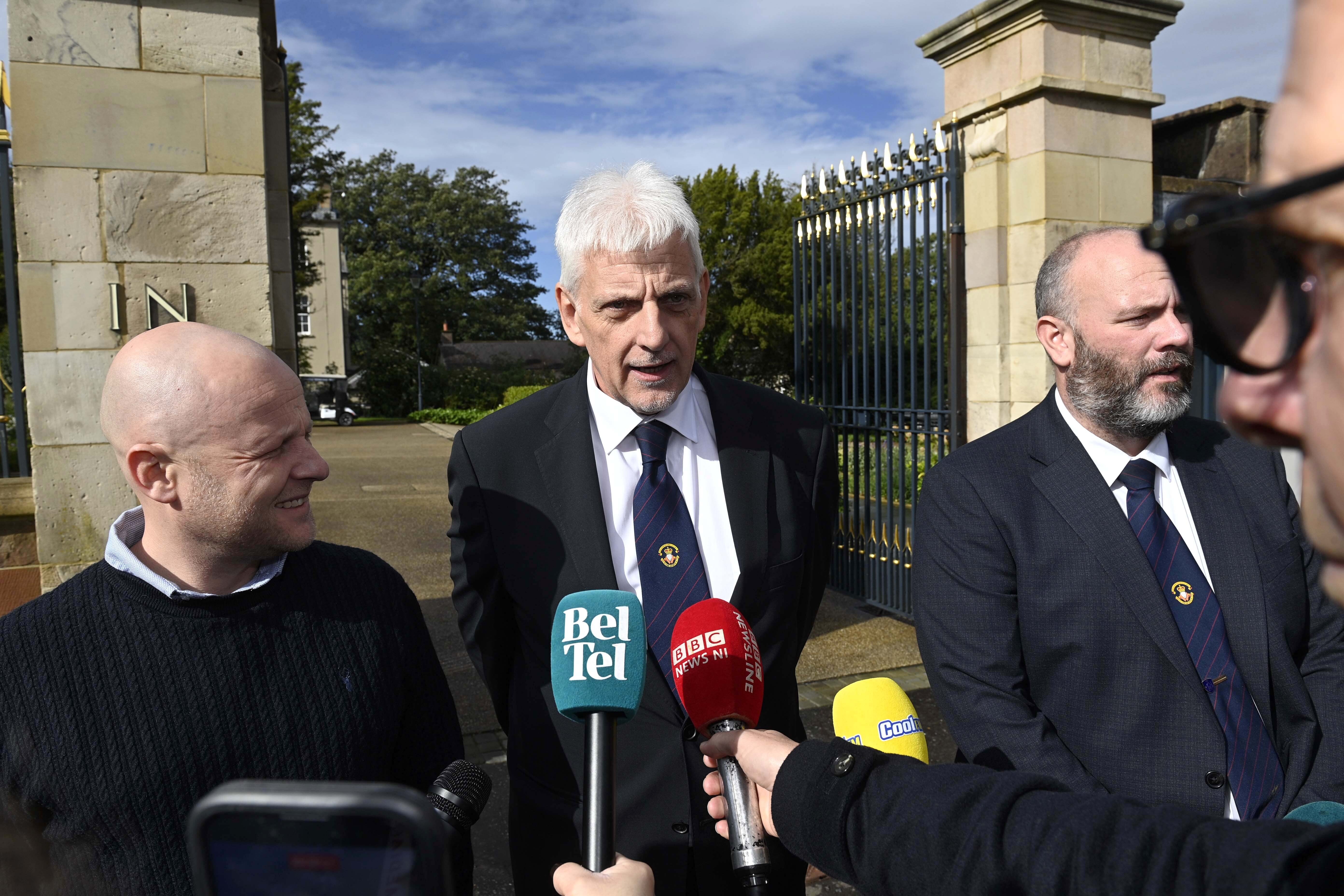 Portadown Orange Order district master Nigel Dawson, centre, met with Sir Chris Bryant on Wednesday morning (Mark Marlow/PA) (PA Wire)
