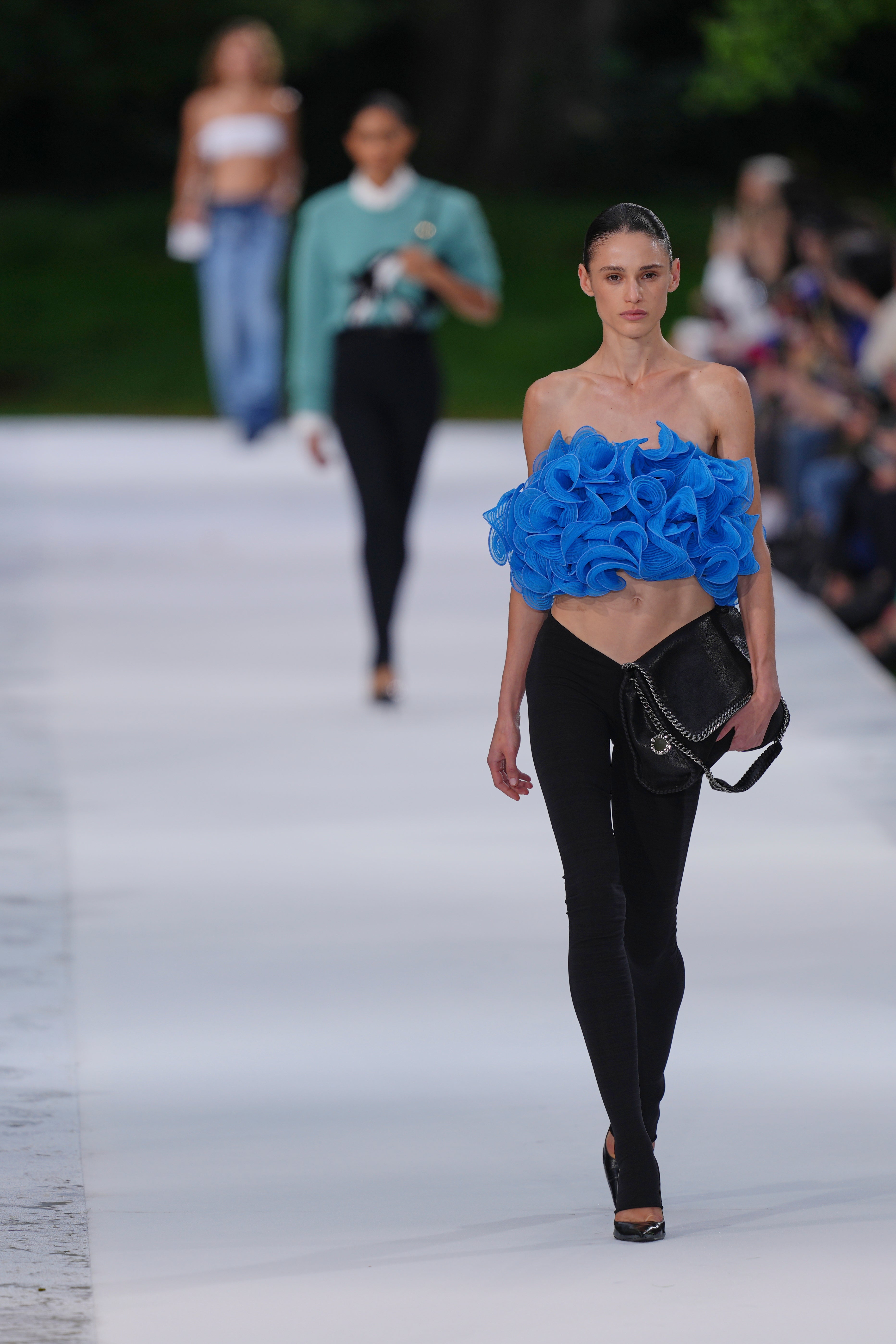 Ruffled bandeaus also made an appearance several times down the runway (Aurelien Morissard/AP) (AP)