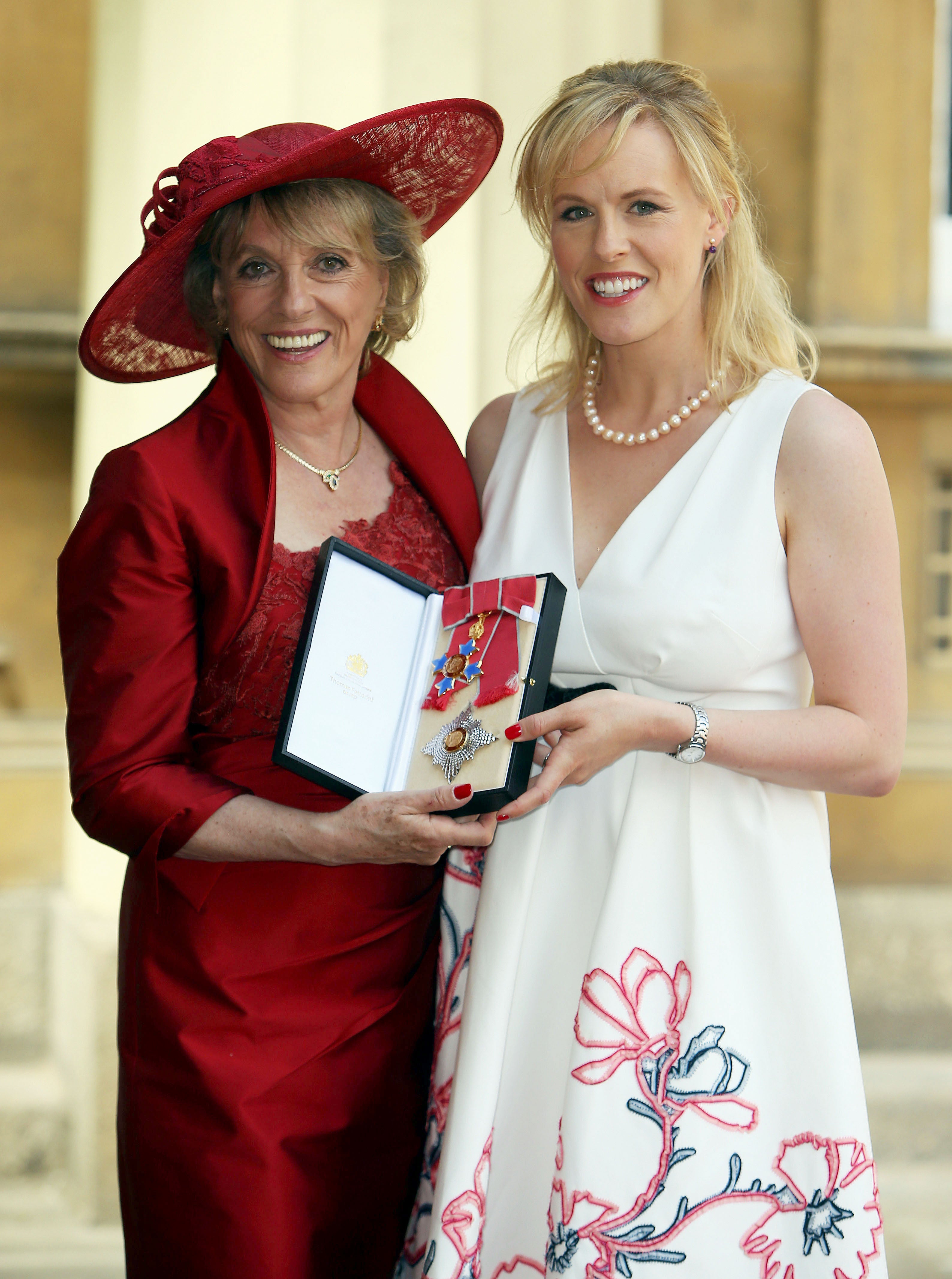 Esther Rantzen with her daughter, Rebecca Wilcox, after receiving her damehood at Buckingham Palace (Steve Parsons/PA)