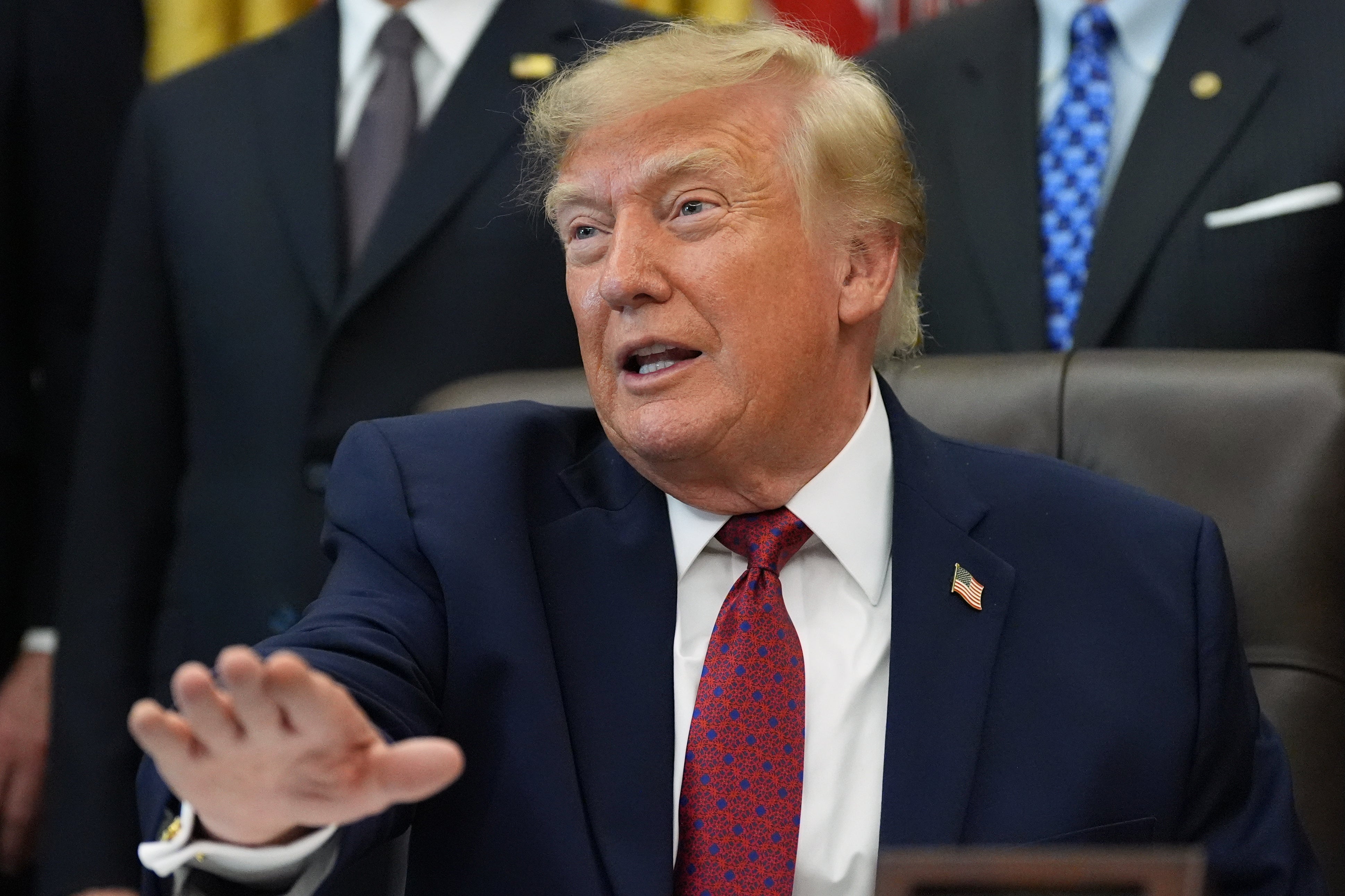 Donald Trump defended a series of campaign-like ads produced with taxpayer funding, saying that the messages are merely ‘promoting the country’ and not himself