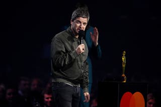 Noel Gallagher receives the song writing award during the Brit Awards 2026 in Manchester (Doug Peters/PA)