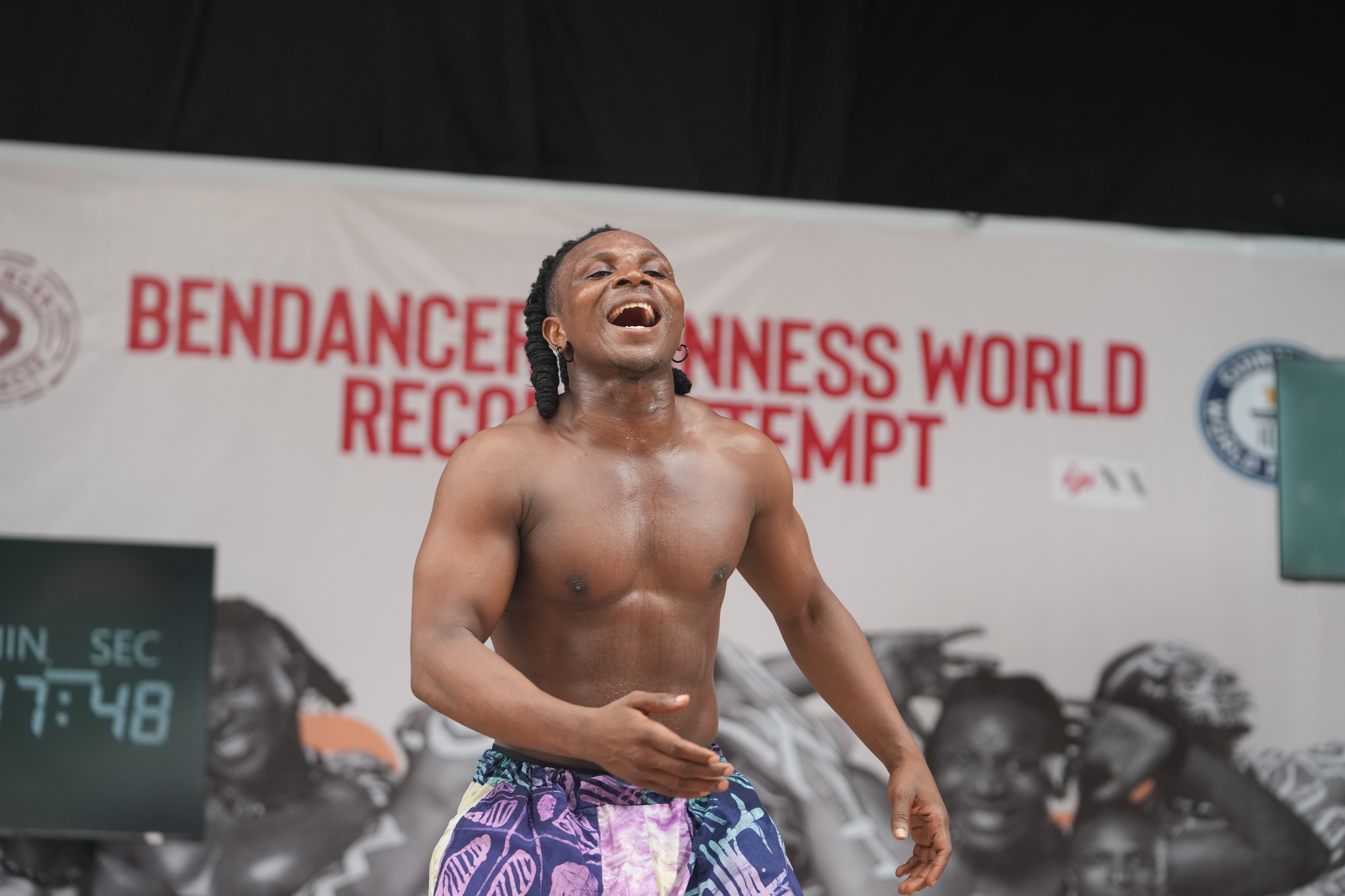 Benjamin Daniel, known as Ben Dancer, attempts dancing for 168 hours in a bid to set a Guinness World Record, at the freedom park in Lagos, Nigeria, Tuesday, Sept. 29, 2026