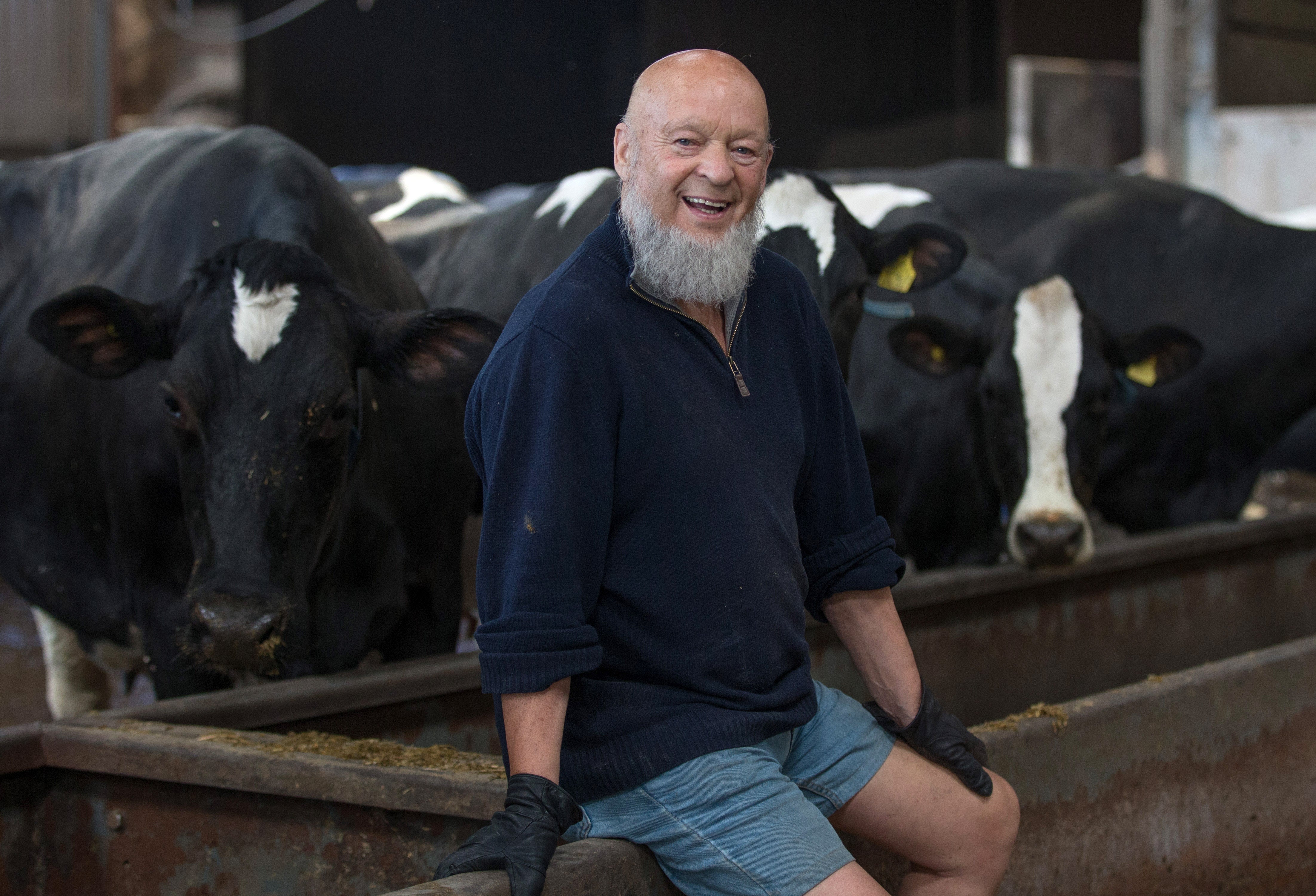 Glastonbury co-founder Michael Eavis with his dairy cows (Getty)