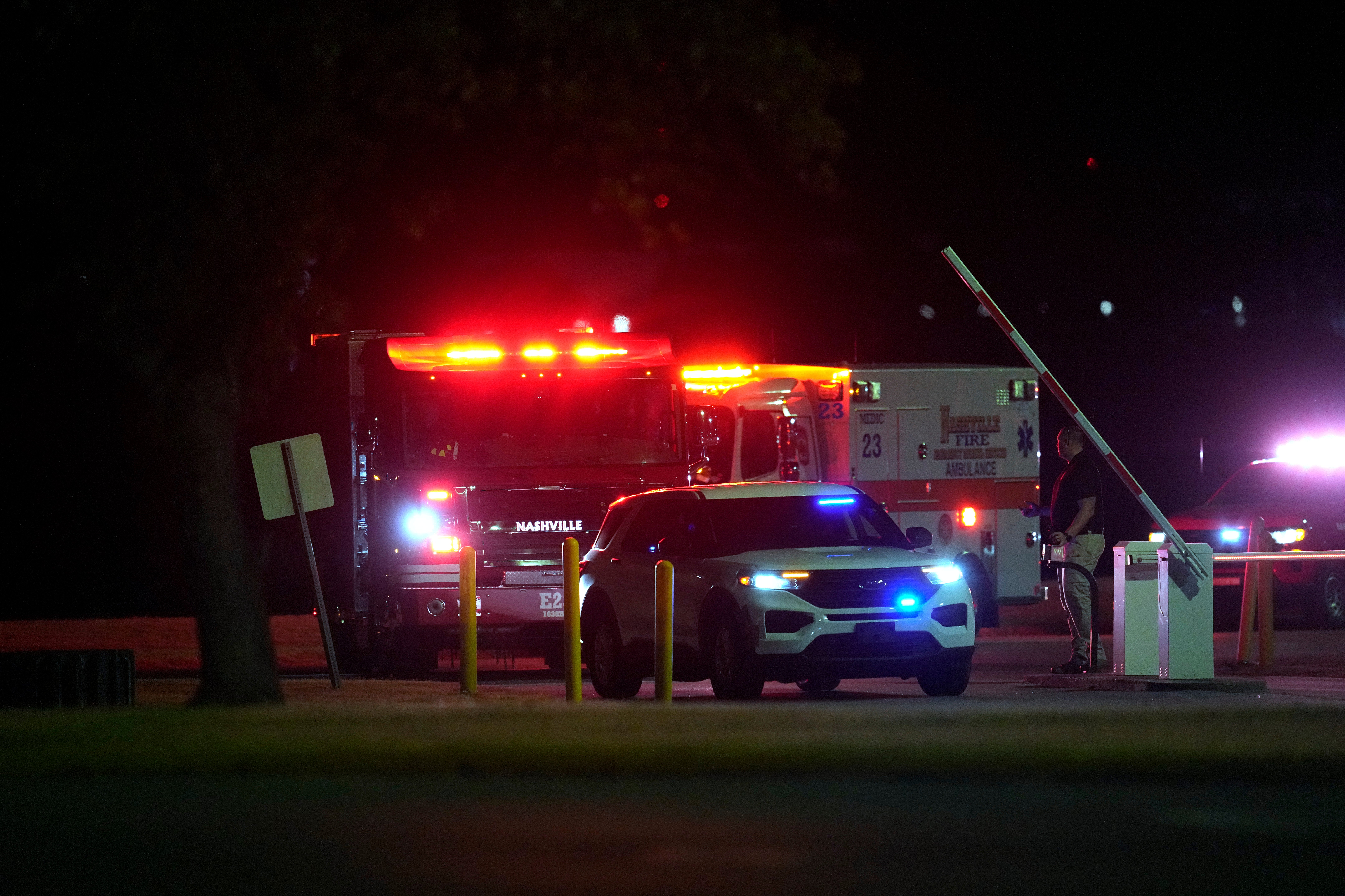 Emergency vehicles arrive at Riverbend Maximum Security Institution after the execution of Christa Pike was halted