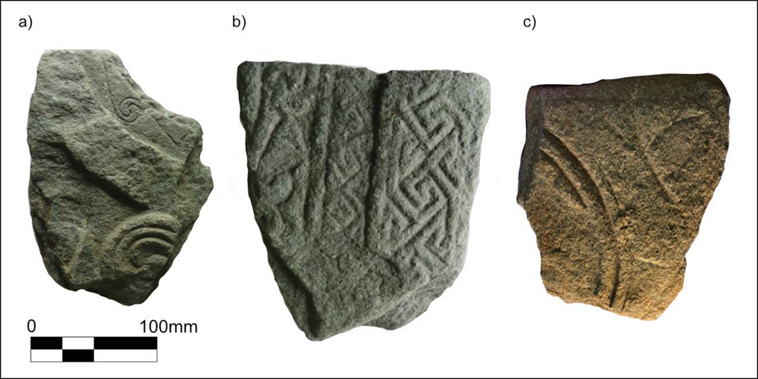 Intricate early medieval sculpture fragments from Lios Mòr