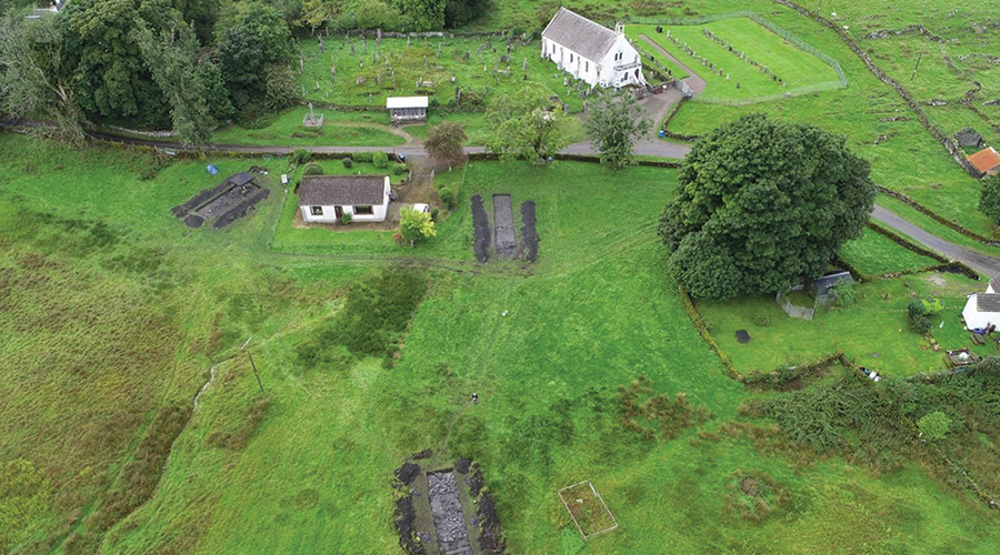 Aerial image of excavations on Lios Mòr