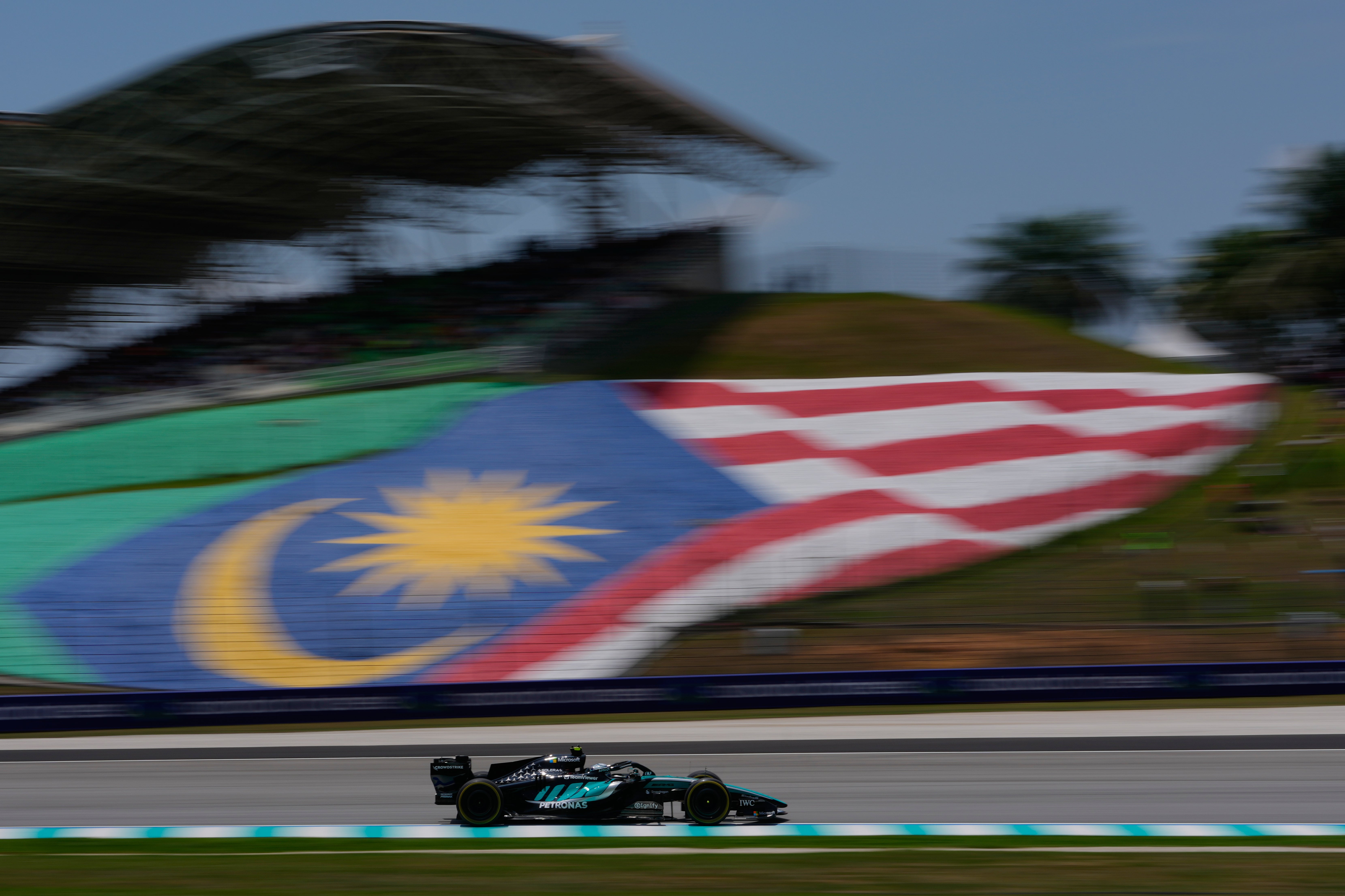 George Russell trailed Max Verstappen in first practice in Malaysia (Vincent Thian/AP) (AP)