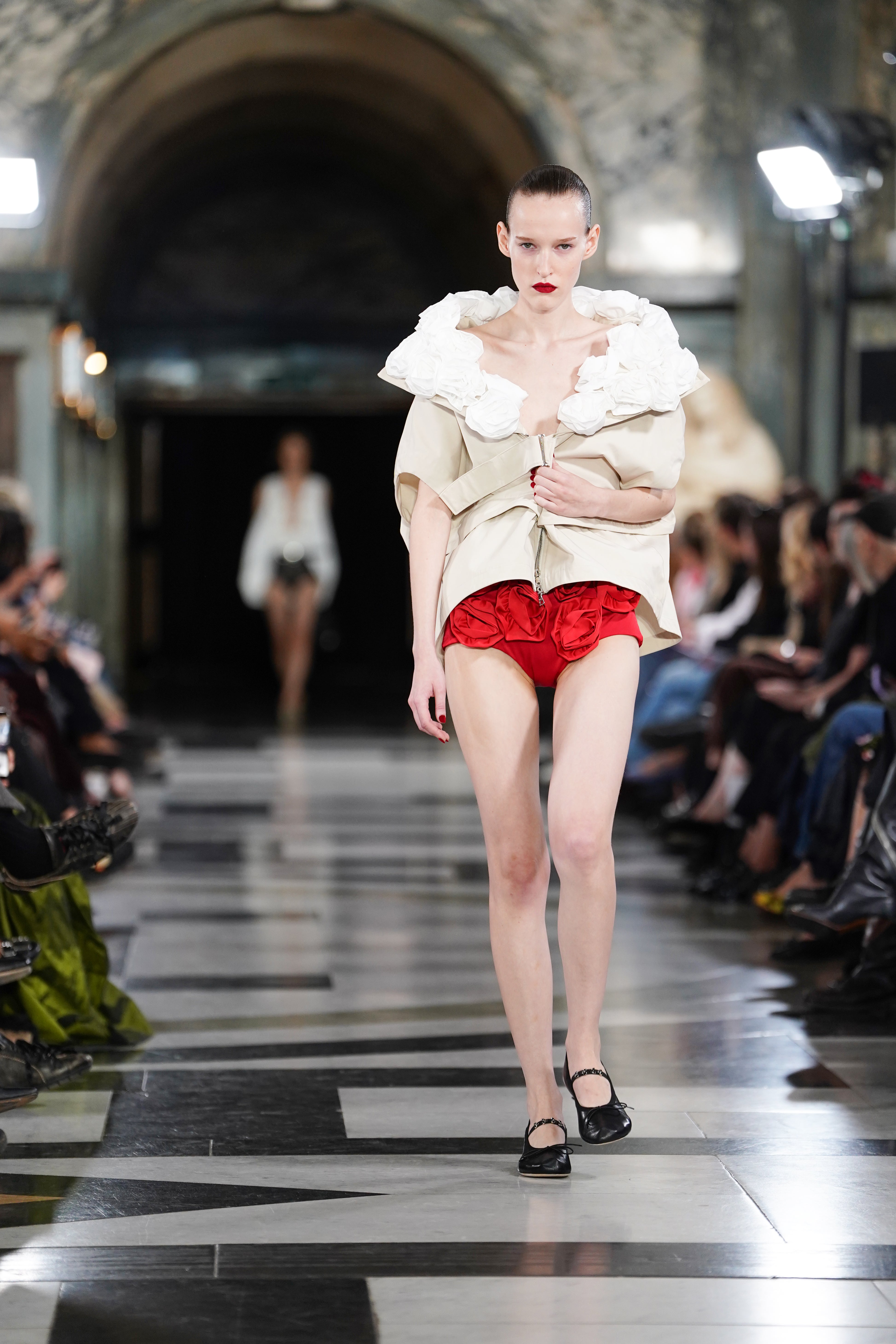 Red lips were the beauty stand out at Simone Rocha (Ian West/PA)