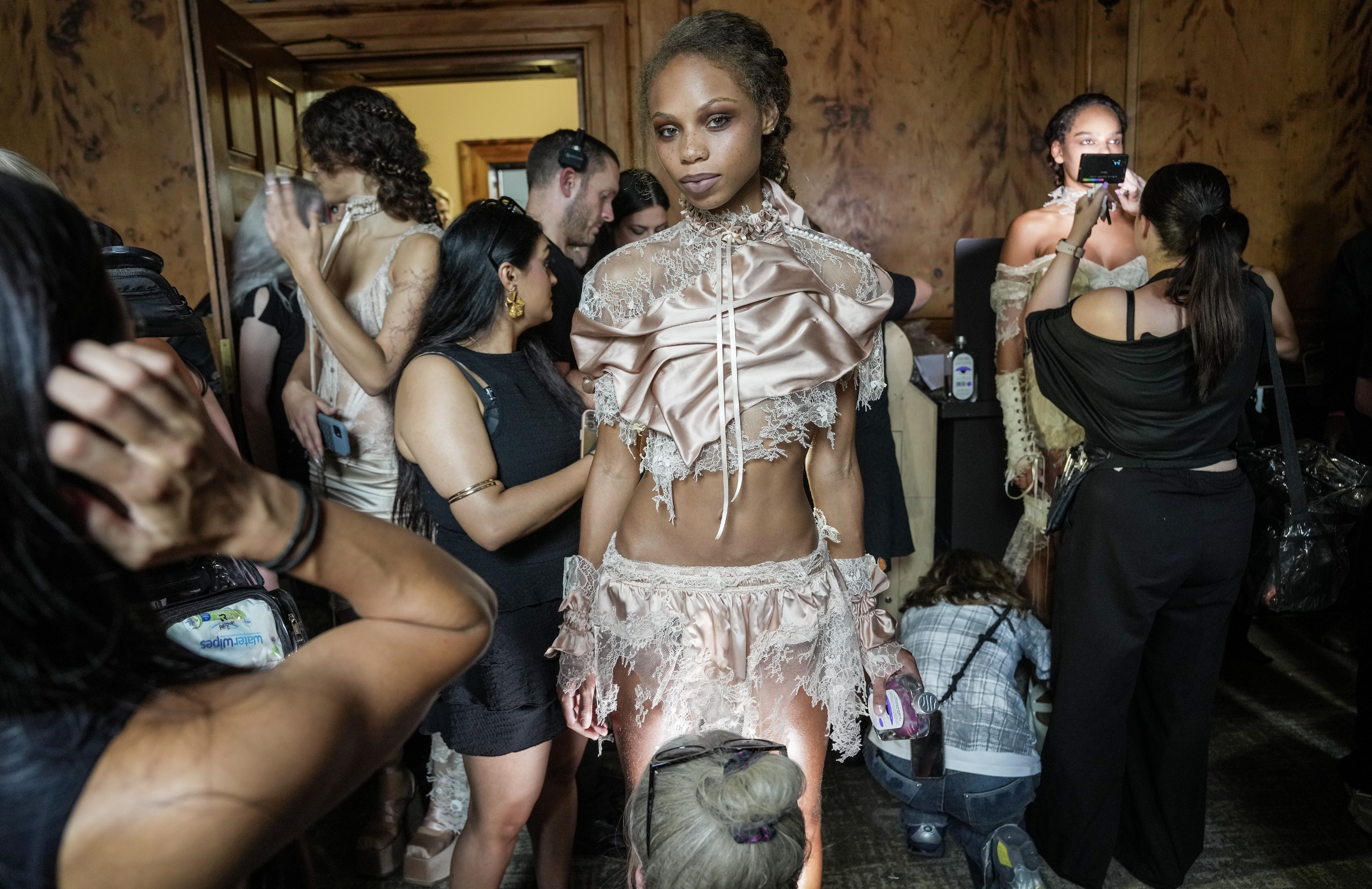 Smoky black eyeshadow also dominated the looks at Dreaming Eli’s show (Jeff Moore/PA)