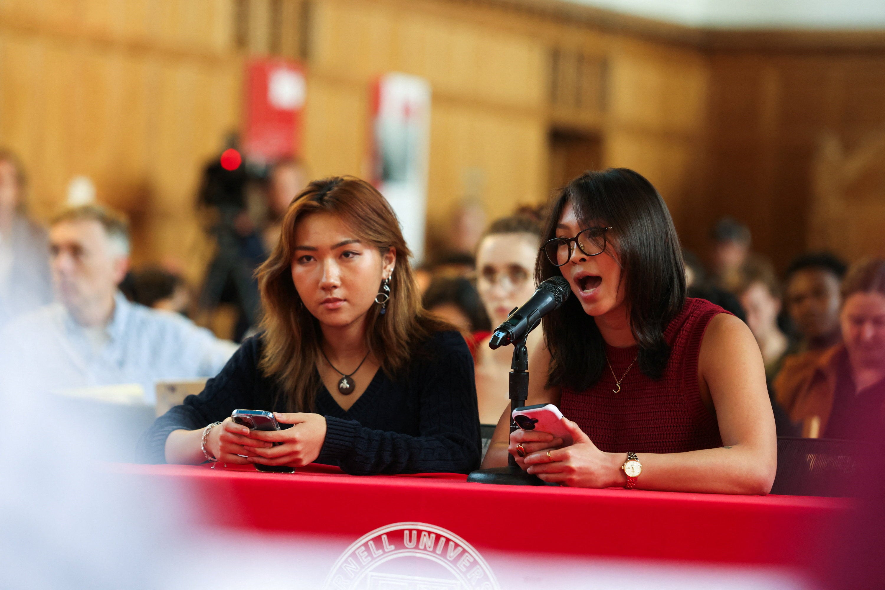 ‘I cannot pretend this is a normal Thursday,’ Sophia Riley, a junior, said during the town hall, according to The New York Times . ‘I cried about it then, and I’m still equally devastated now.’