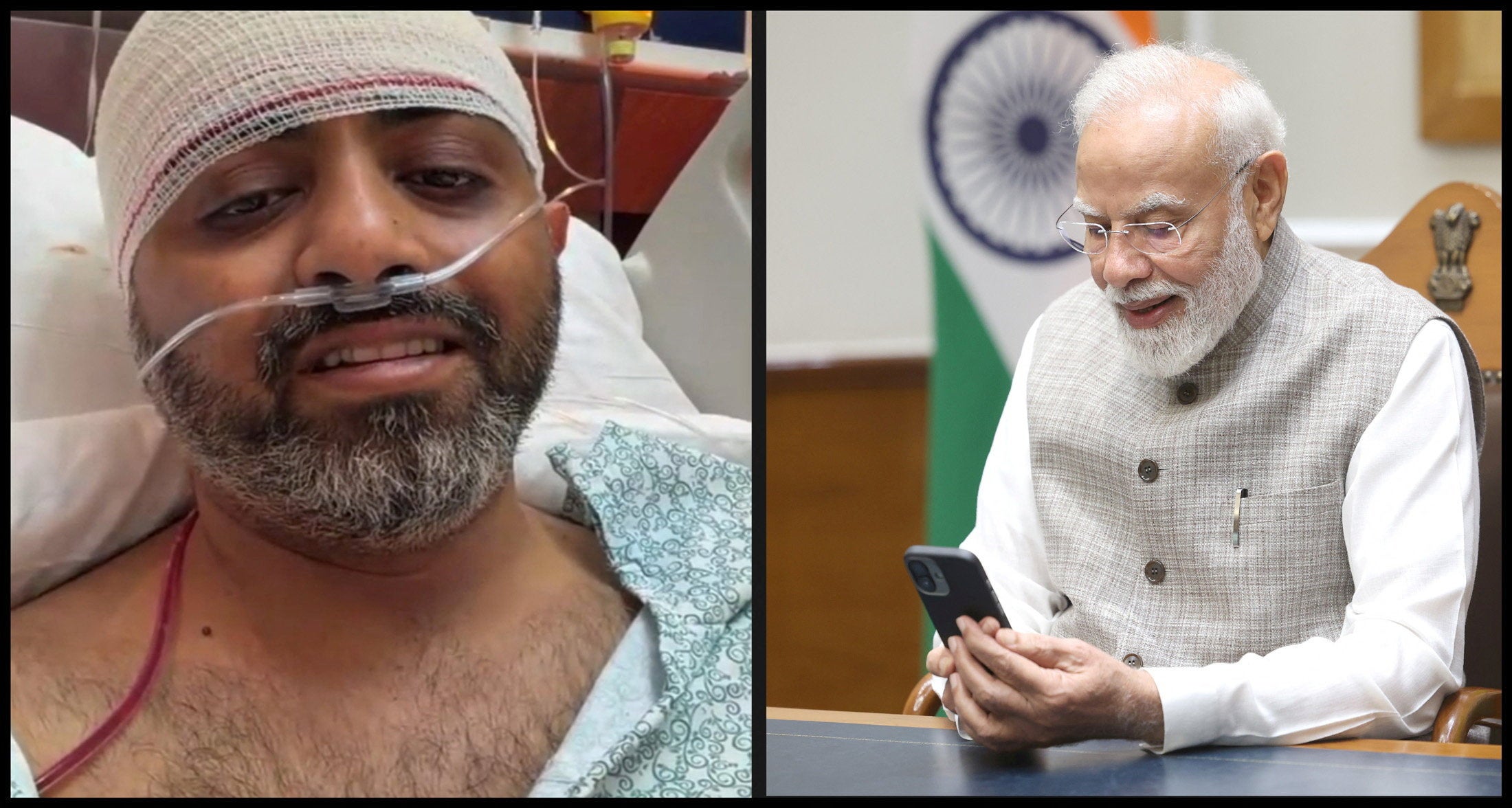 Captain Smit Machchhar, an Indian national and flydubai pilot who was stabbed by a colleague aboard a plane, told Indian Prime Minister Narendra Modi about the ordeal on a video call (Reuters)