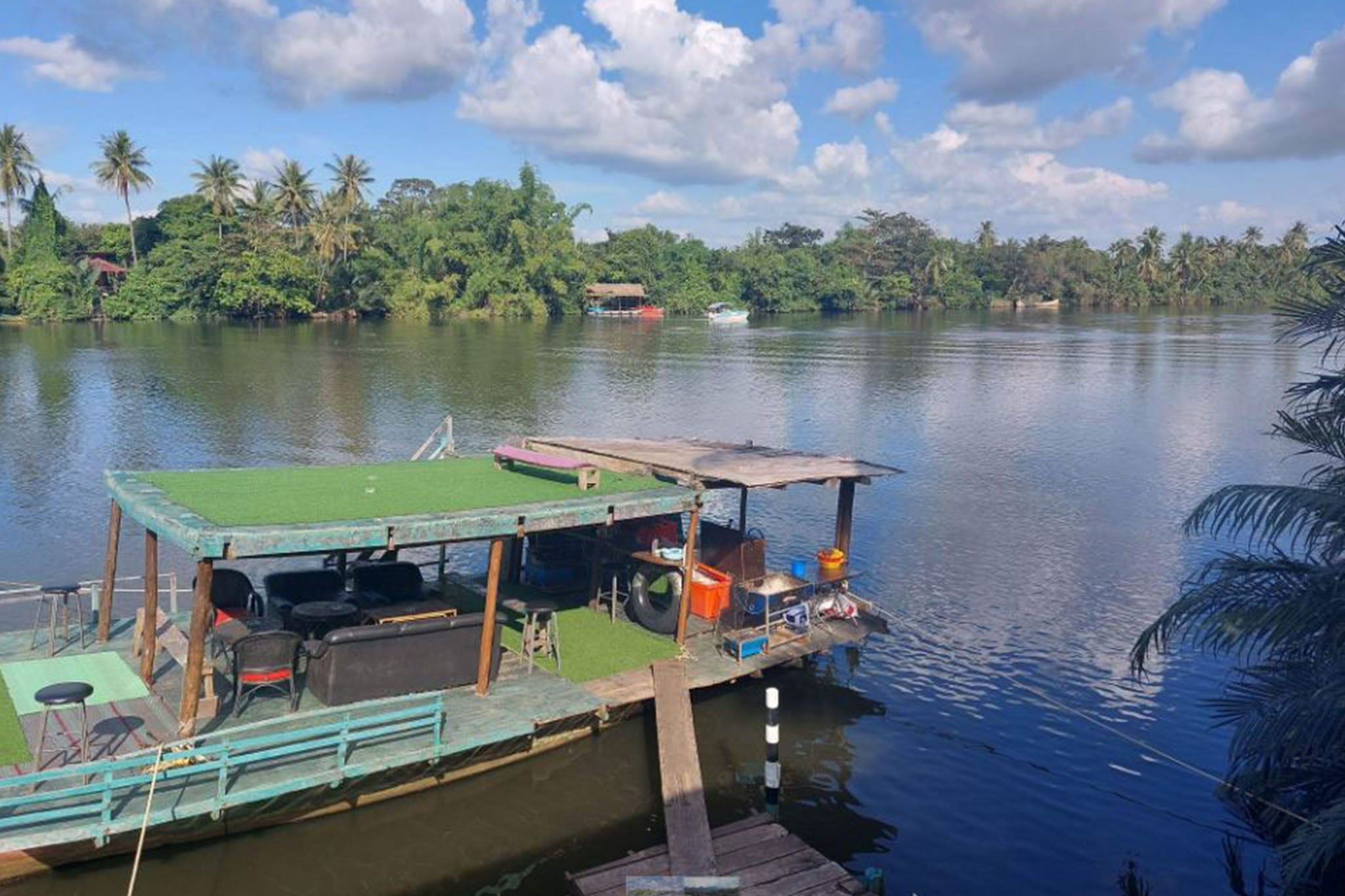 Picture shows the boat on the river Kampot in Cambodia which in November 2022 capsized during a ‘sunset BBQ cruise’ leading to ‘multiple casualties’