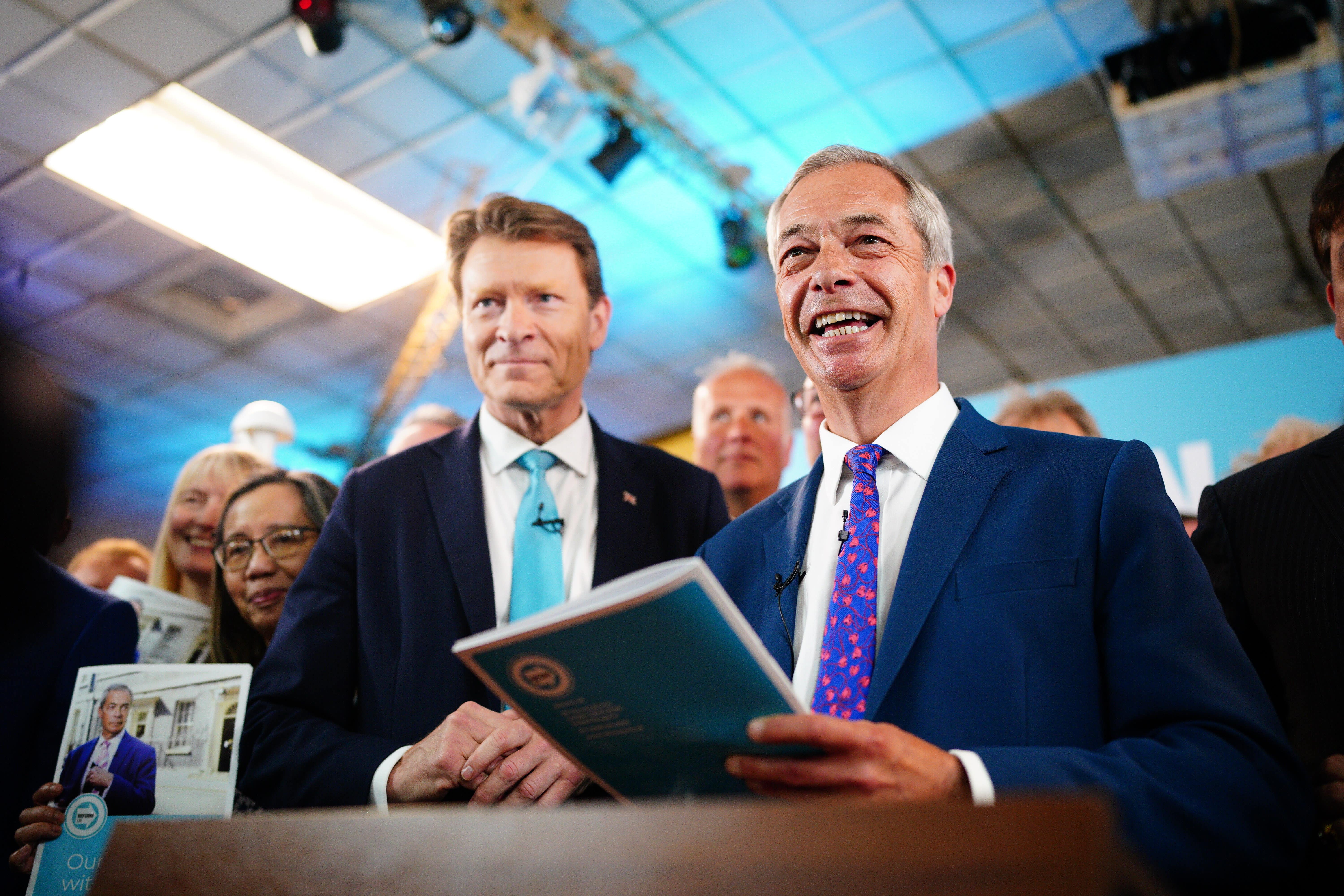 Reform UK’s Richard Tice (left) has spoken of alleged safety concerns for his party leader Nigel Farage (PA)