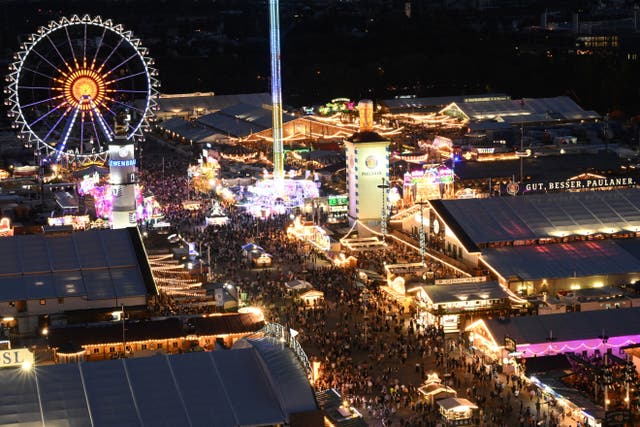 Visitors attend the 191st Oktoberfest, the world's largest beer festival in Munich, Germany, September 28, 2026.