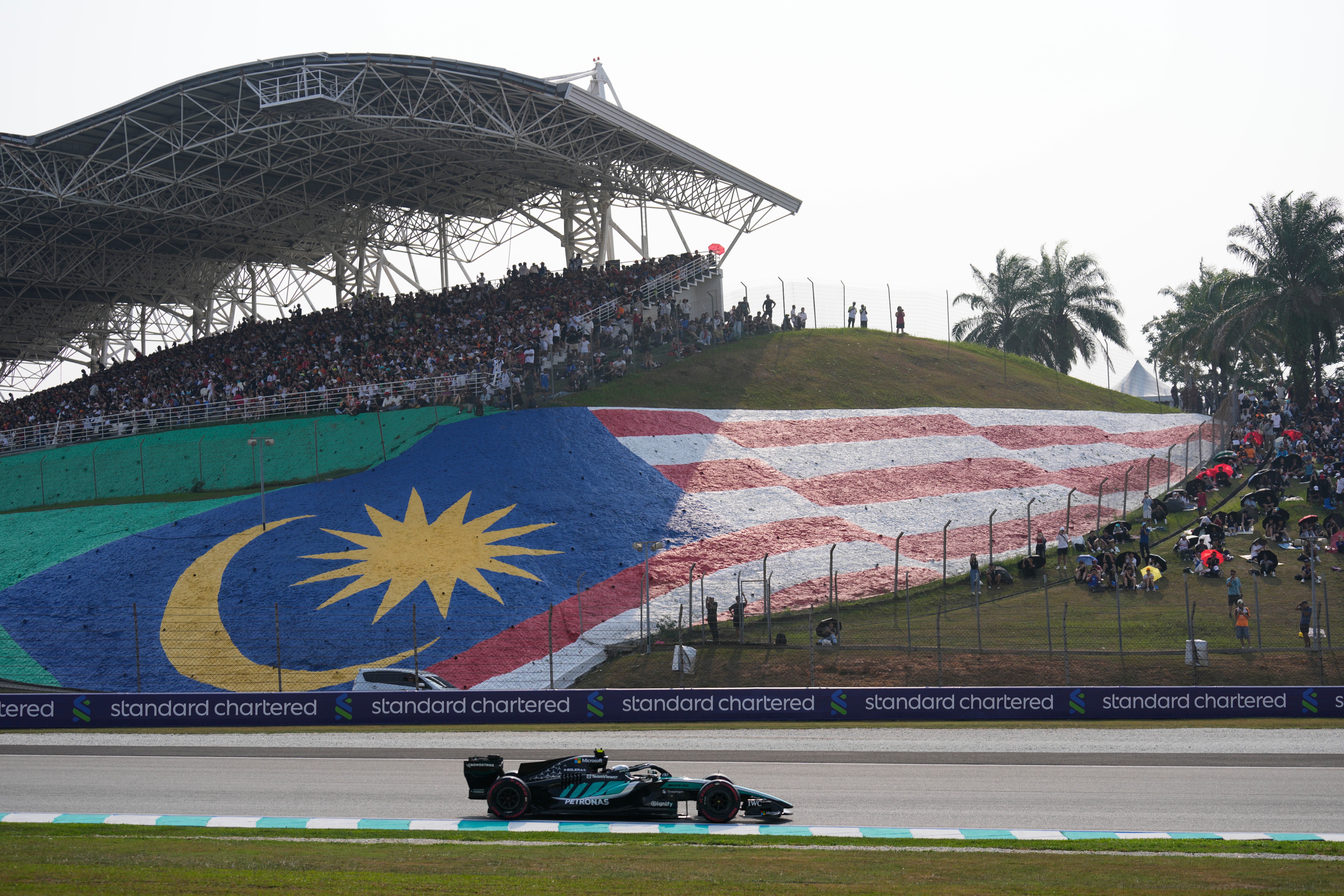 Championship leader Kimi Antonelli will start Sunday’s race from third (Aijaz Rahi/AP) (AP)