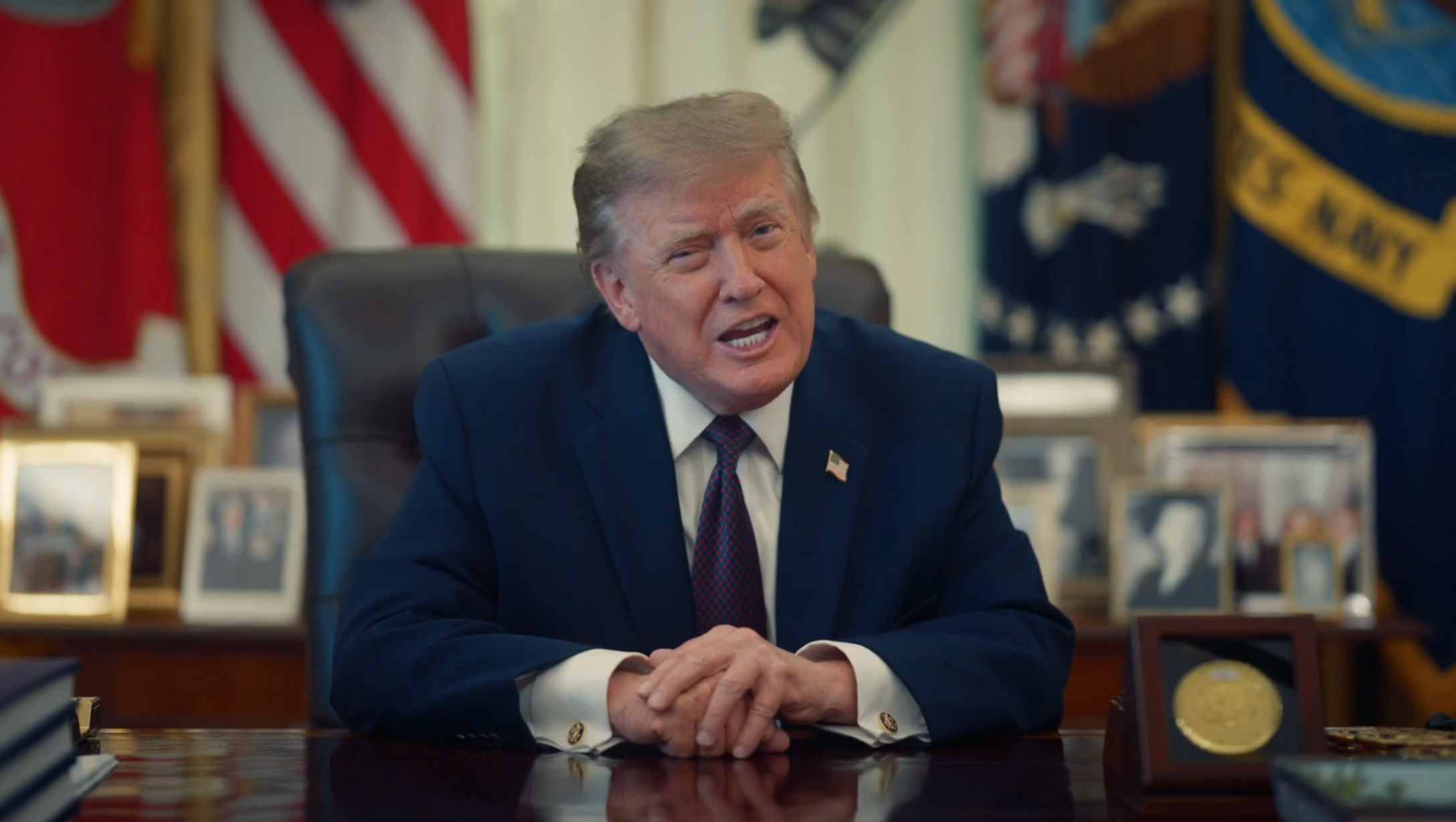 ‘Only Republicans can do it, and Democrats can't, because we're taking in massive amounts of money through tariffs and tremendous economic success,’ Trump said in the video