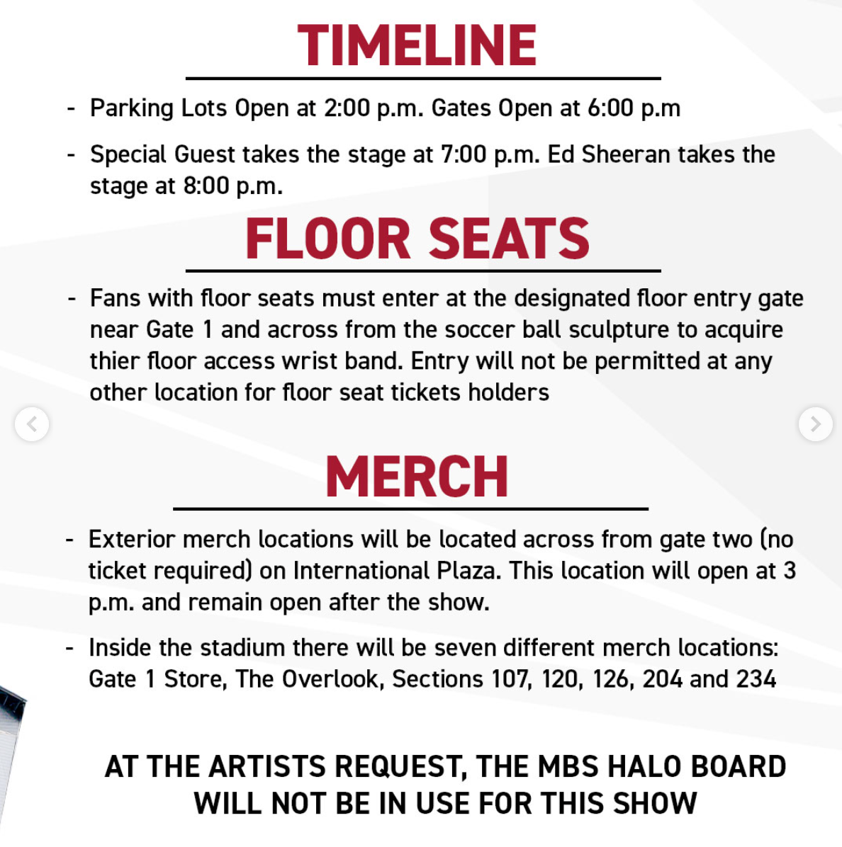 A “special guest” will reportedly join Ed Sheeran’s beleaguered U.S. tour in Atlanta tonight, according to the venue (Instagram via @mercedesbenzstadium)
