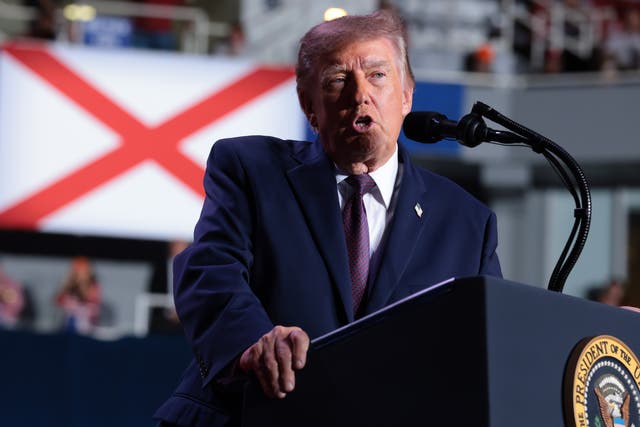 'Maybe they'll name the damn bridge after me,' Trump told his supporters at a rally in Alabama Friday night