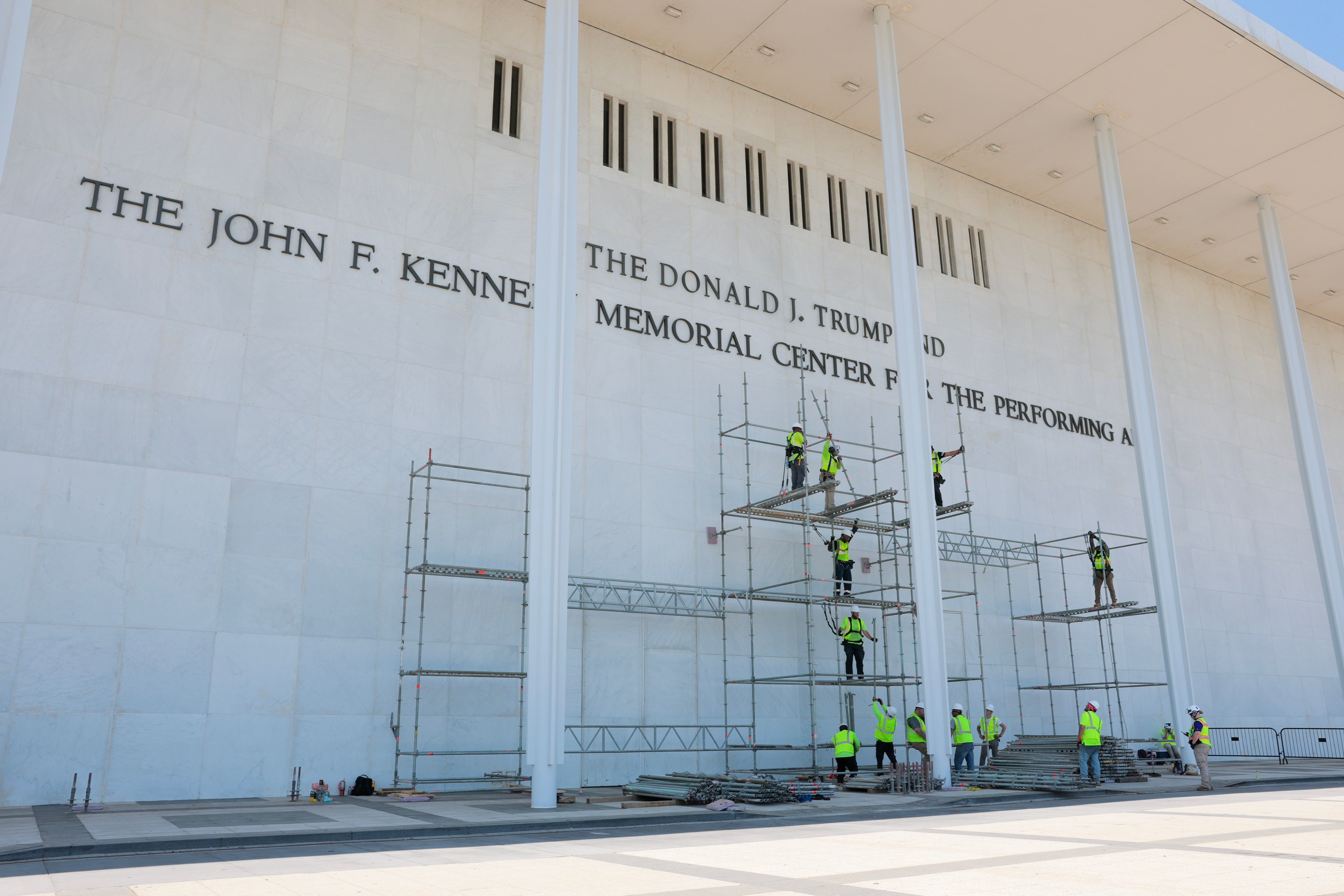 Trump’s comments come after his name was slapped on the John F. Kennedy Center for the Performing Arts in Washington, D.C., and an airport in his new home state of Florida (Getty Images)