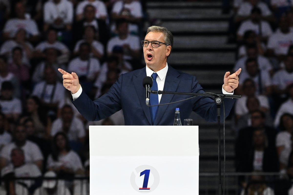 Thousands pack arena in Belgrade as Serbia's leader Vucic launches prime minister bid