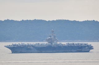 The USS George H.W. Bush arrives near Phuket Deep Sea Port before docking for a rest stop following a long deployment in the Middle East, in Phuket, Thailand, October 4, 2026.