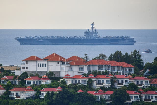 The USS George H.W. Bush arrives near Phuket Deep Sea Port before docking for a rest stop following a long deployment in the Middle East, in Phuket, Thailand, October 4, 2026.