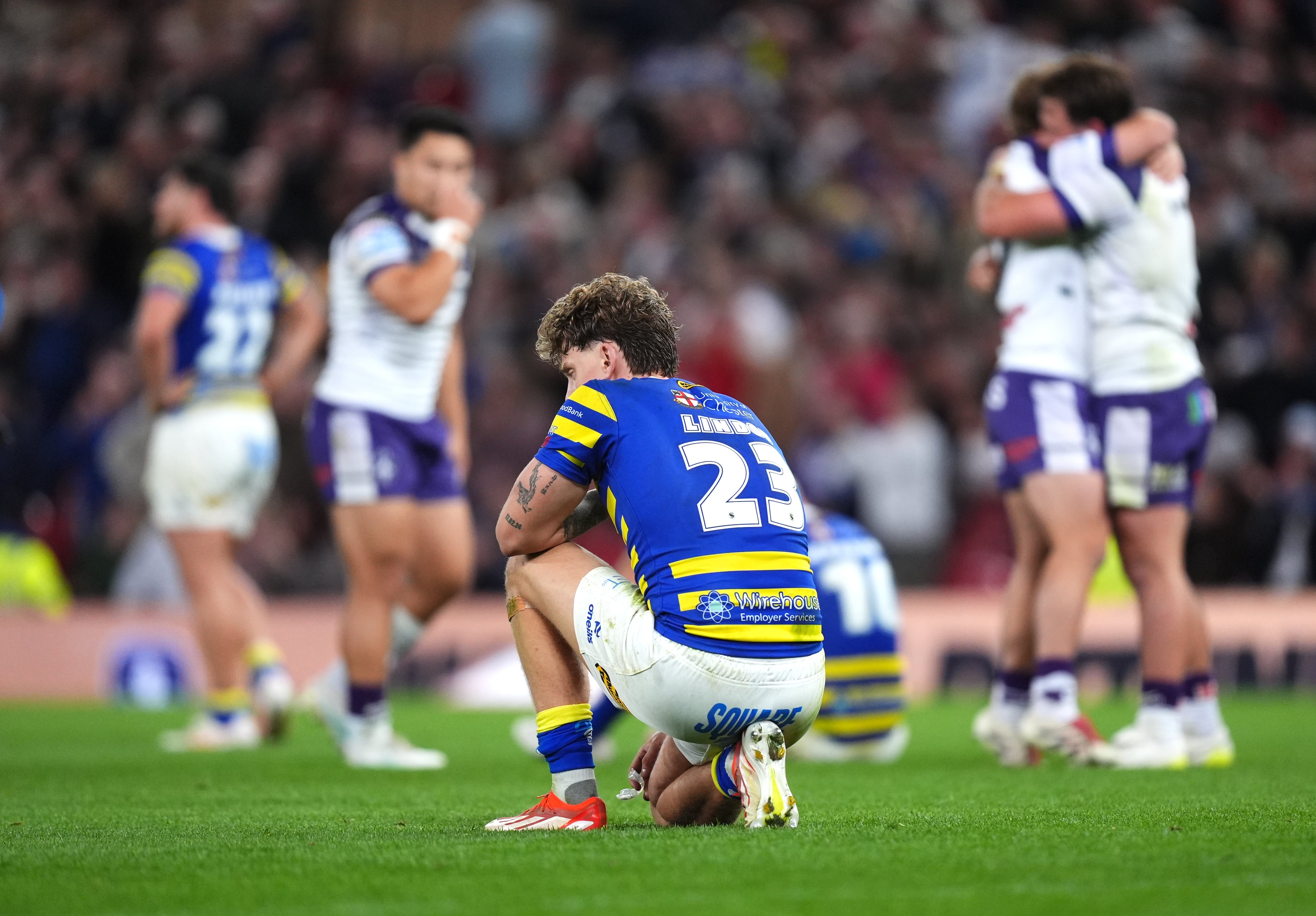 Dejected Warrington slumped to their fifth Grand Final loss (Mike Egerton/PA) (PA Wire)