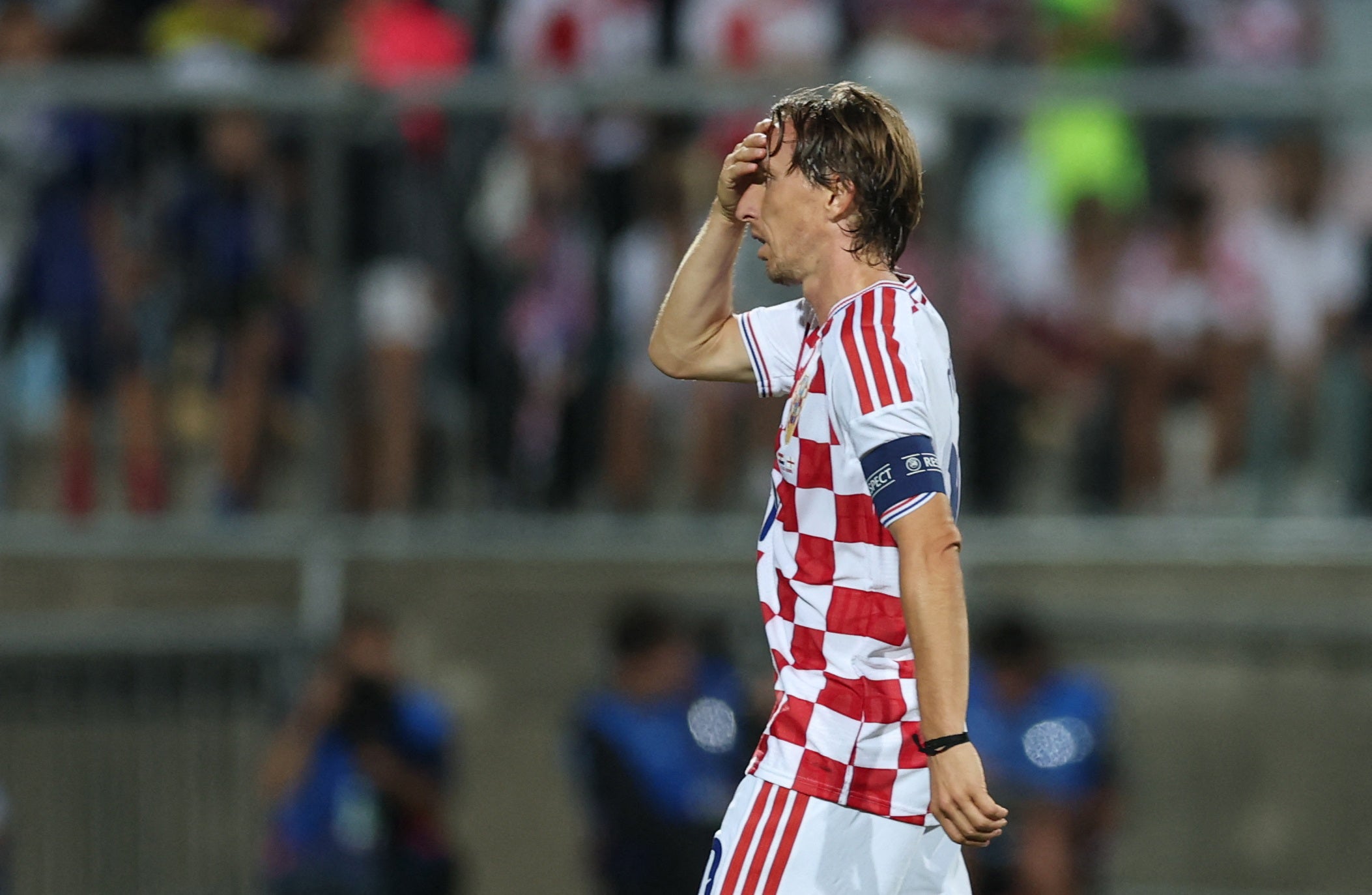 Croatia's Luka Modric reacts to the heavy defeat (Reuters)
