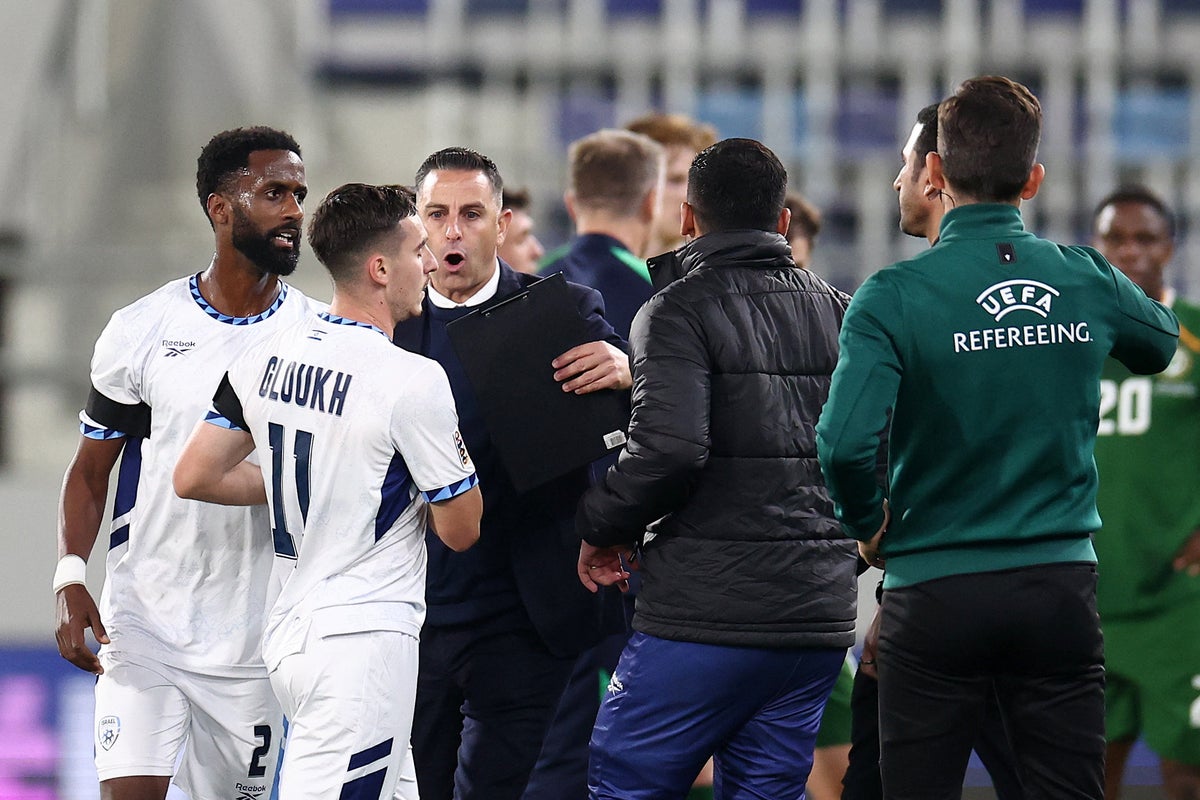 Ireland and Israel players clash during behind closed doors draw
