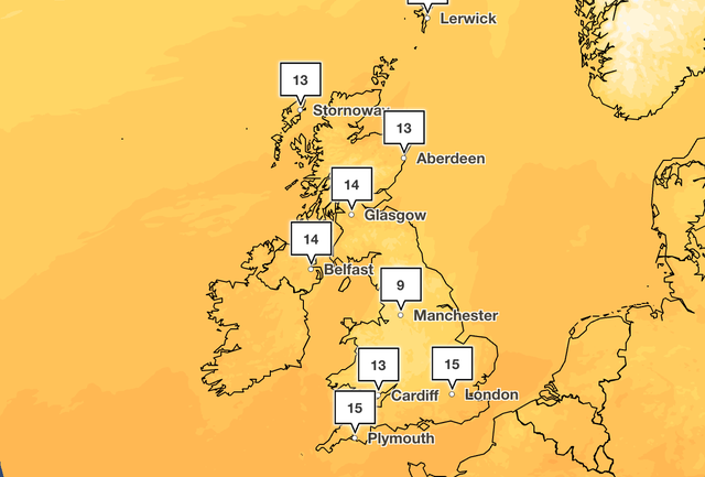Temperatures on Sunday will start to drop with several areas experiencing cooler weather throughout the week