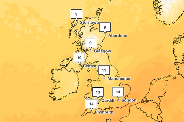 Temperatures across the country on Wednesday are expected to be much cooler than September