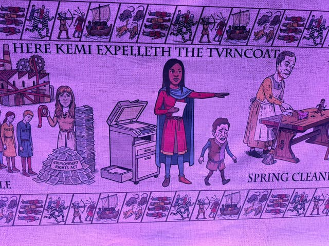 Tory depiction of Robert Jenrick's defection to Reform based on the Bayeux Tapestry