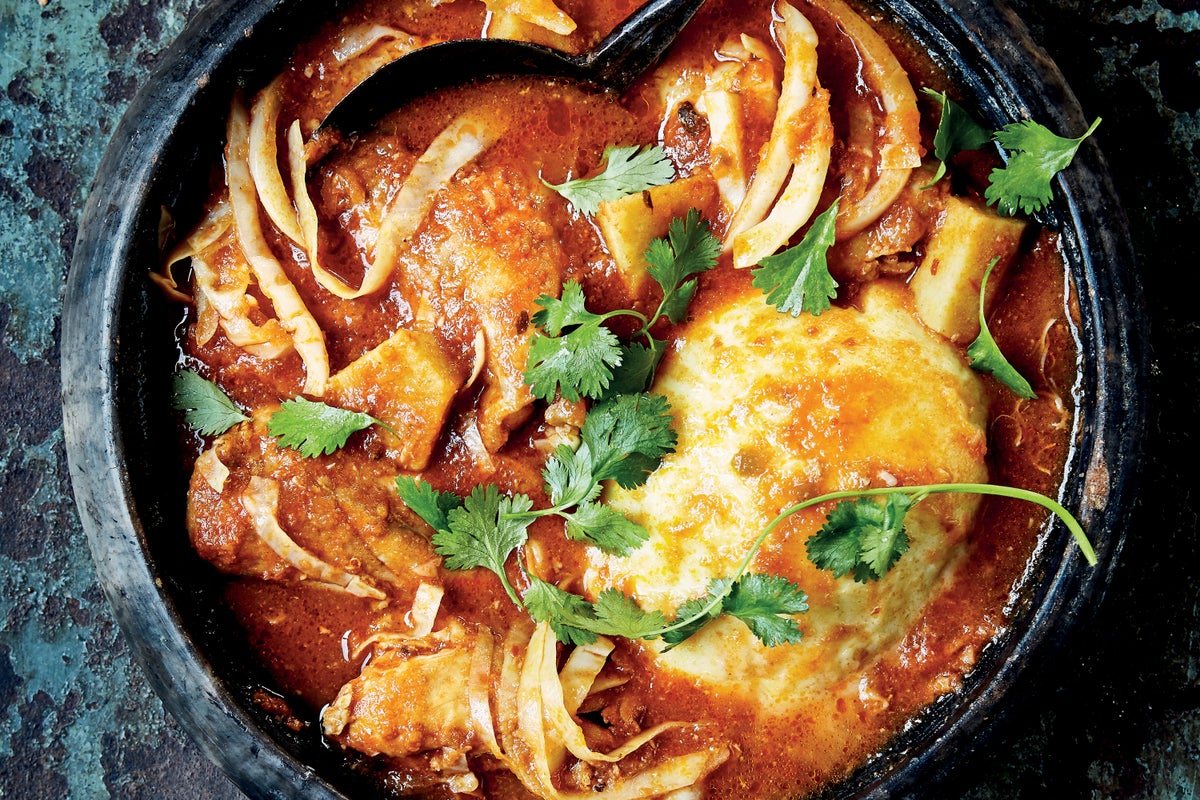 Nkrakra is a slow-cooking light and spicy broth from the cookbook "Zoe's Ghana Kitchen'