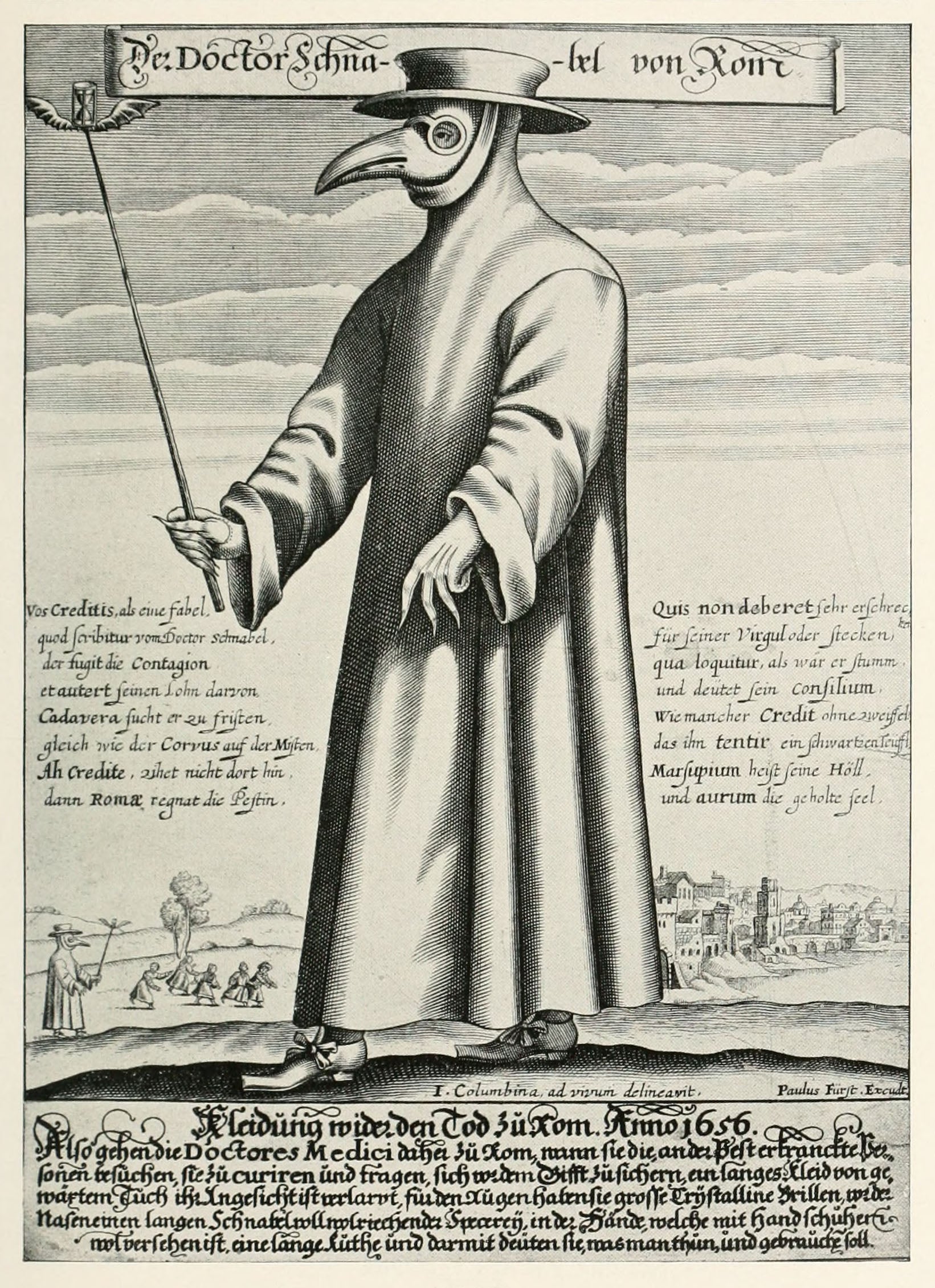 Plague doctors in the 17th century wore protective clothing with nosegays concealed in their masks and carried pomander canes.