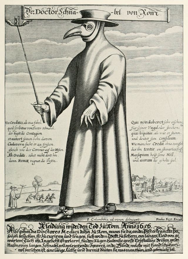 Plague doctors in the 17th century wore protective clothing with nosegays concealed in their masks and carried pomander canes.