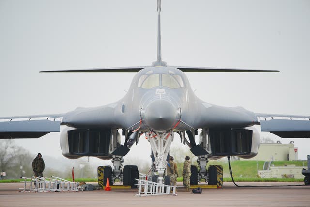United States Air Force Rockwell B-1 Lancer Bomber at RAF Fairford in Gloucestershire