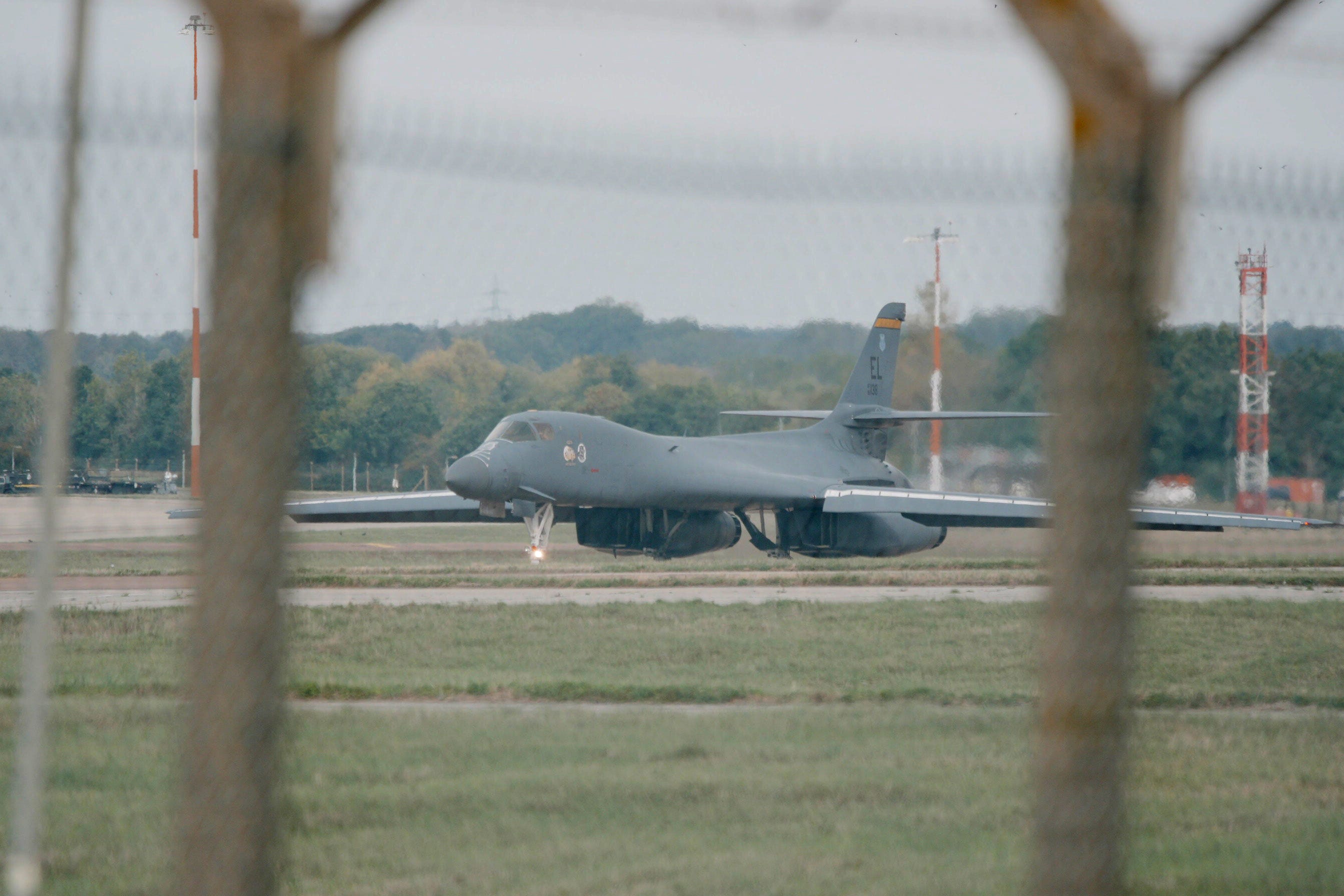 A US Air Force Rockwell B-1 Lancer bomber at RAF Fairford in Gloucestershire last month