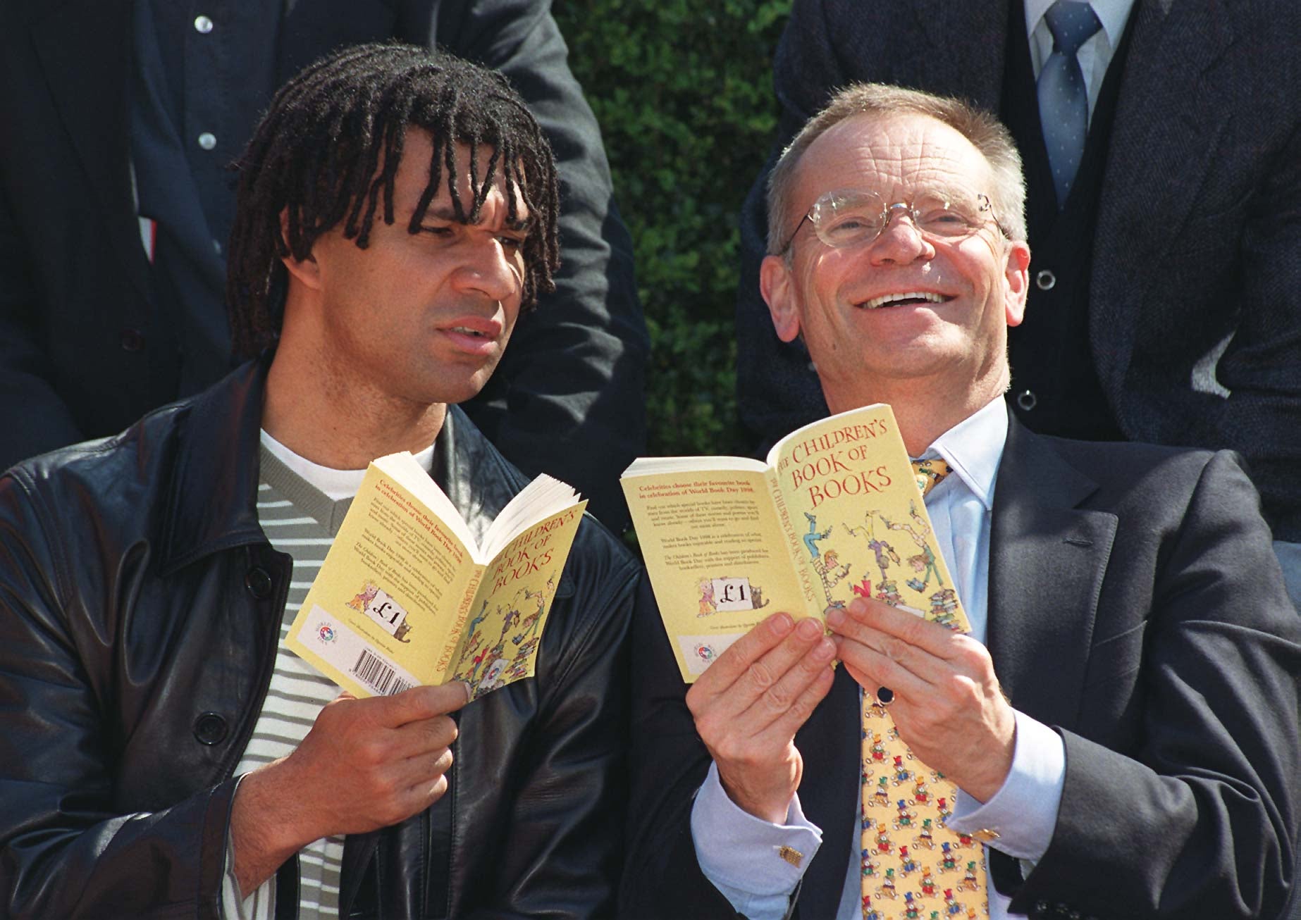 Former football player and coach Ruud Gullit and Lord Archer read ‘The Children's Book of Books’ in London