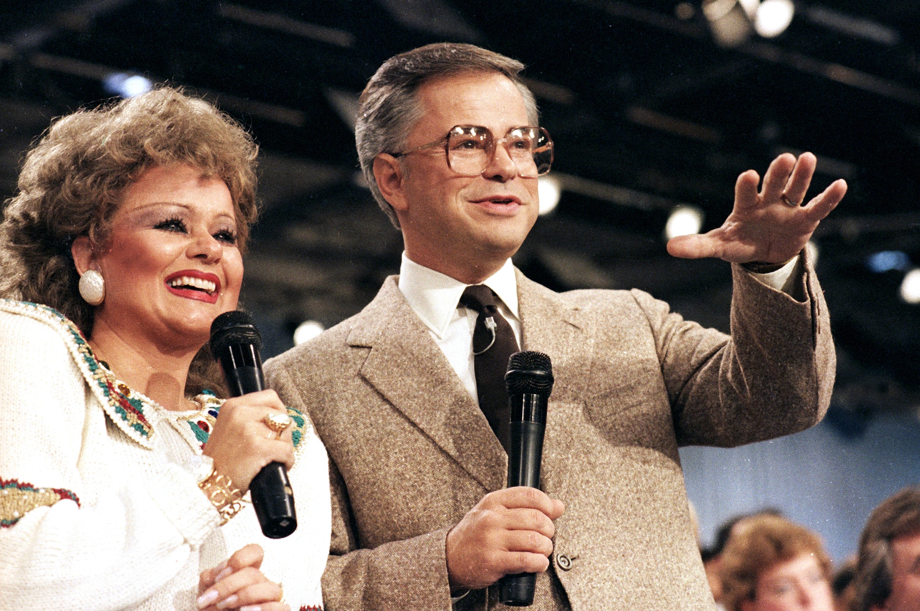 Jim Bakker (right) has died aged 86